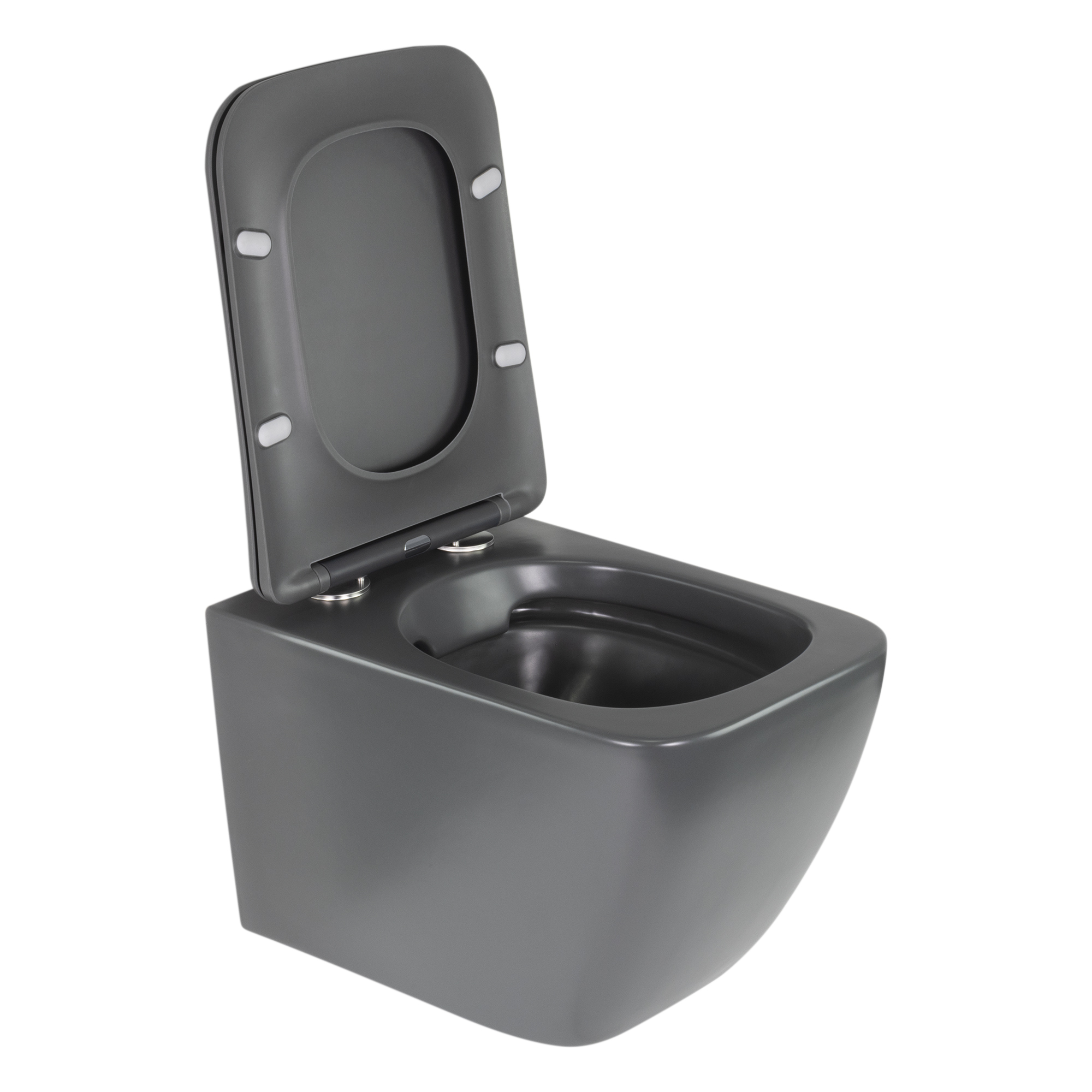 Toilette Hänge WC Spülrandlos inkl. WC Sitz mit Absenkautomatik SOFTCLOSE Cube Grau Toilette Hänge WC Spülrandlos inkl. WC Sitz mit Absenkautomatik SOFTCLOSE Cube Grau