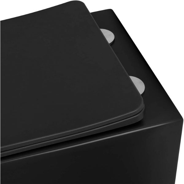 Toilette Hänge WC Spülrandlos inkl. WC Sitz mit Absenkautomatik SOFTCLOSE + abnehmbar Cube Schwarz MATT