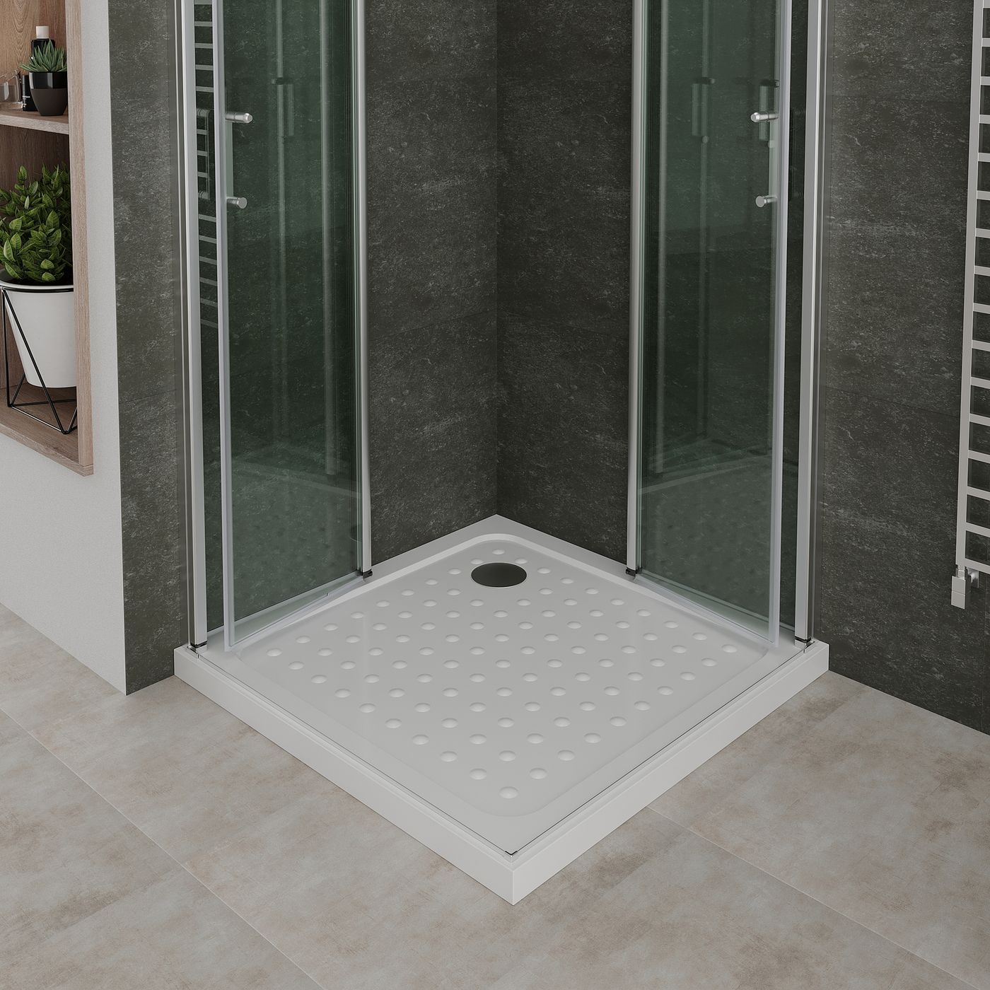 Eckeinstieg Alina mit Falttüren aus ESG Sicherheitsglas Eckeinstieg Alina mit Falttüren aus ESG Sicherheitsglas