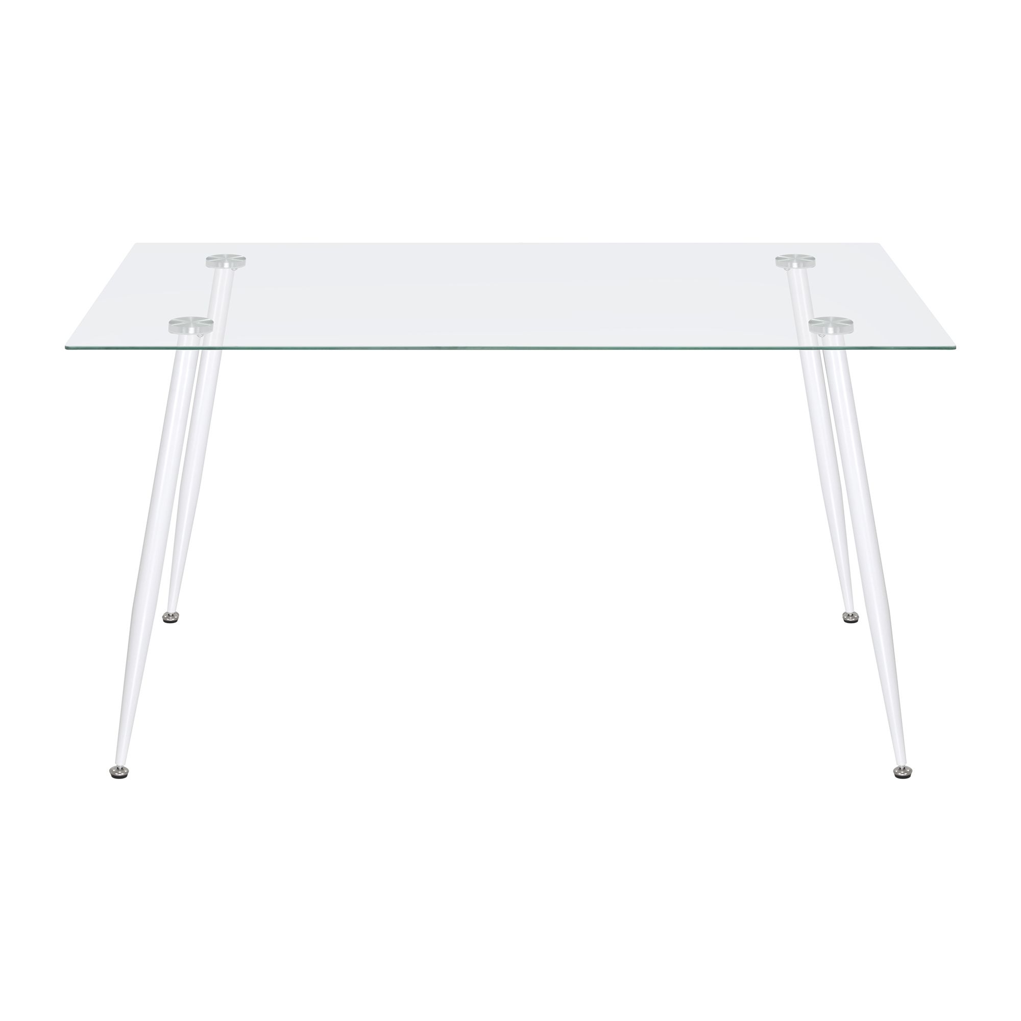 Esszimmer-Tisch BEALE | Tischplatte: Transparentes Glas | Beine: Weiß Esszimmer-Tisch BEALE | Tischplatte: Transparentes Glas | Beine: Weiß 160 cm