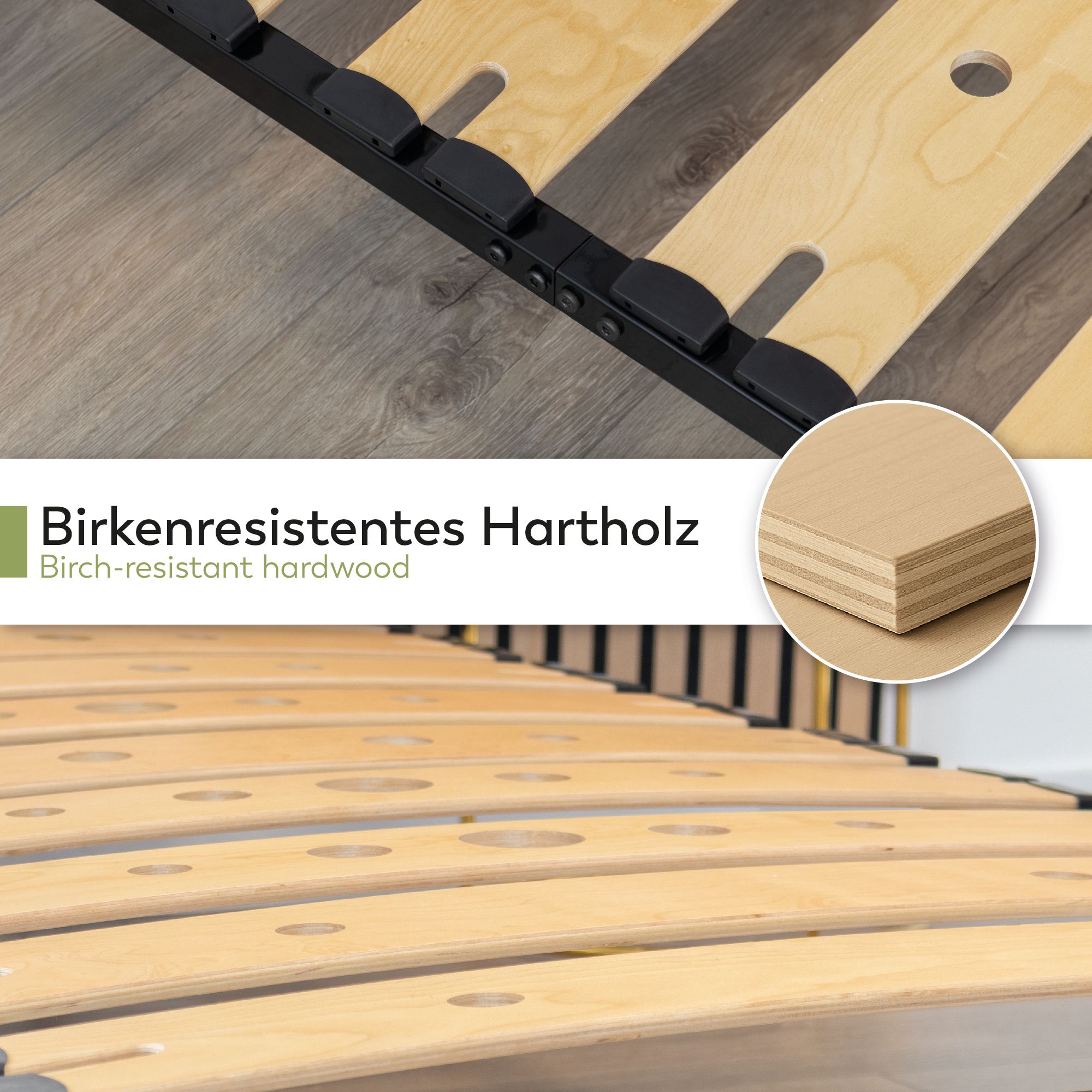 Lattenrost AUSTEN mit Holzlamellen – Stabiler Metallrahmen in Schwarz 90x200