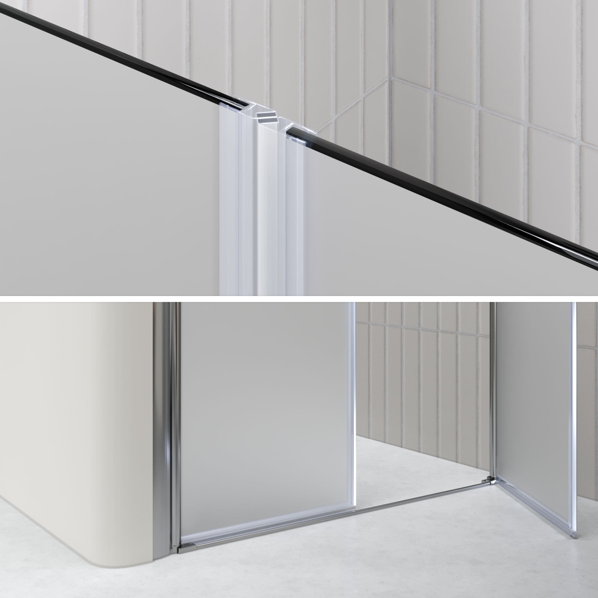 Duschtür Lima mit Pendeltüren 68-140 cm aus satiniertem ESG Sicherheitsglas Duschtür Lima mit Pendeltüren 68-140 cm aus satiniertem ESG Sicherheitsglas