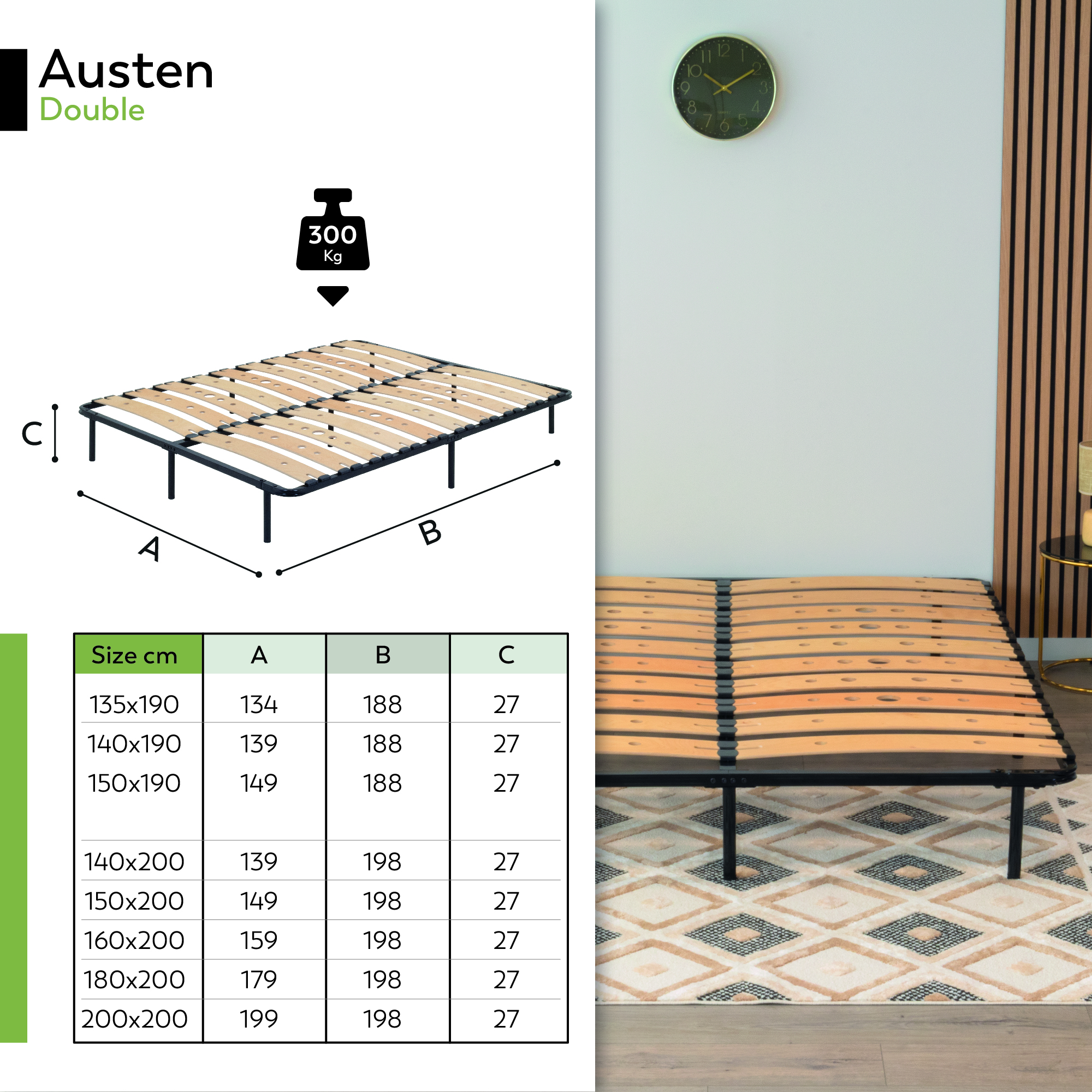 Metallbett AUSTEN BLACK mit Holzlamellen – Stabiler Metallrahmen in Schwarz, 23 cm Höhe & praktische Unterbett-Aufbewahrung Metallbett AUSTEN BLACK mit Holzlamellen – Stabiler Metallrahmen in Schwarz, 23 cm Höhe & praktische Unterbett-Aufbewahrung 90x200