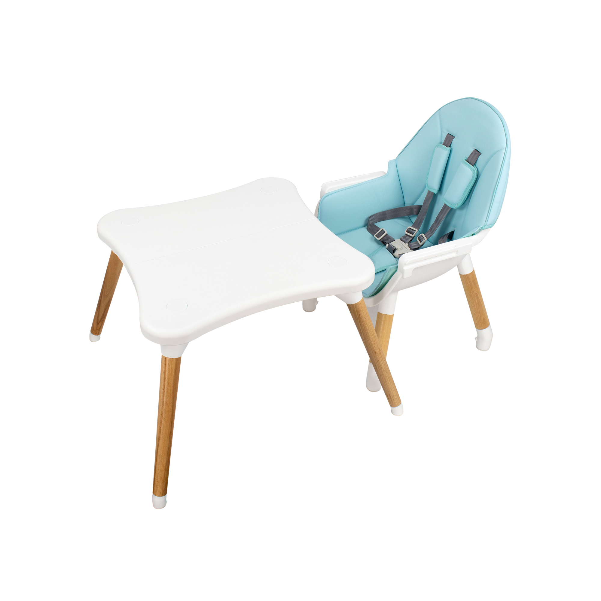 Kinderhochstuhl MIKA Babystuhl mit Esstablett und Stuhl + Tisch Set Blau