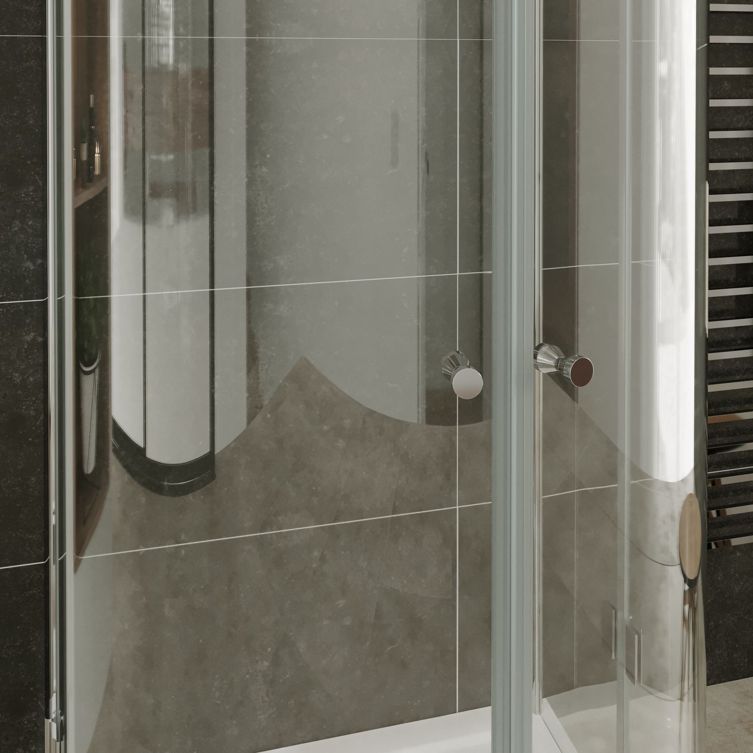 Halbkreisdusche Andrea mit Klapptüren aus ESG Sicherheitsglas Halbkreisdusche Andrea mit Klapptüren aus ESG Sicherheitsglas