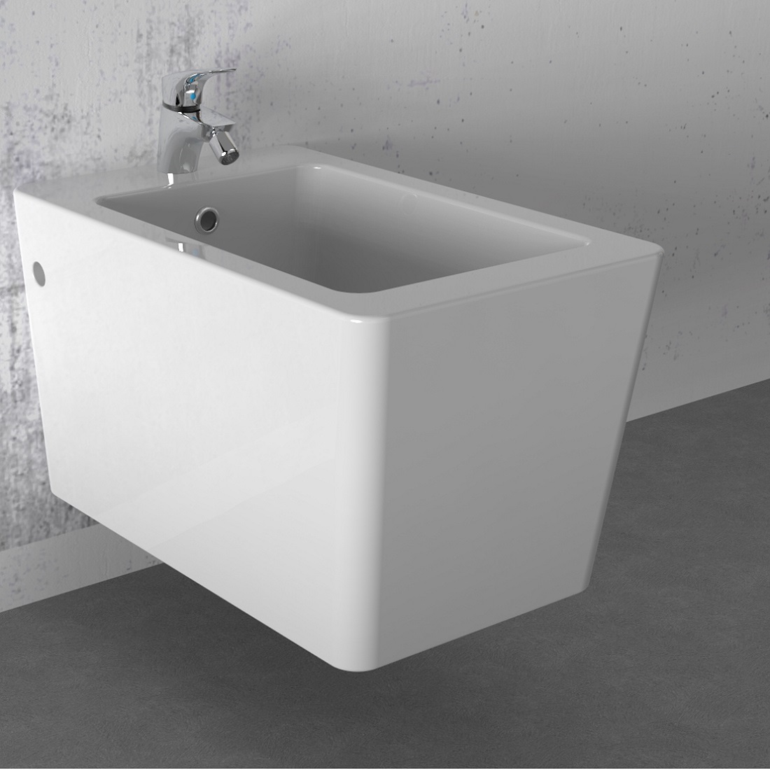 Wand Hänge Bidet Weiß inkl. Armatur (Mischbatterie) CUBE