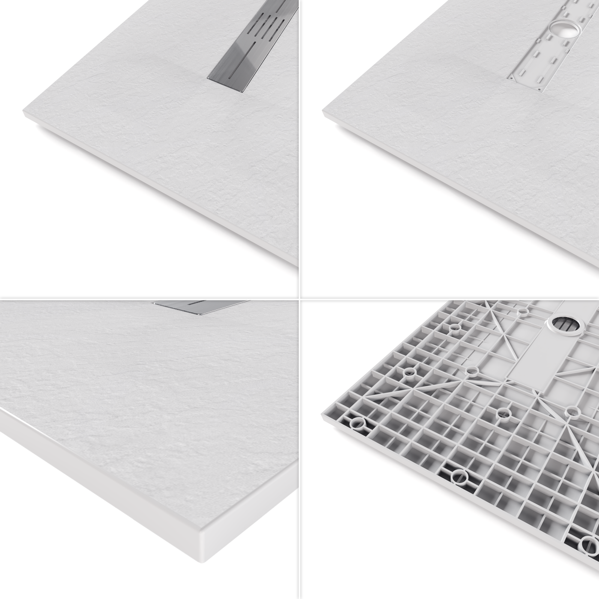 SMC Duschwanne Lumia in Schieferoptik inkl. Ablaufgarnitur Weiß SMC Duschwanne Hiemal in Schieferoptik inkl. Ablaufgarnitur Weiß 90x90 cm