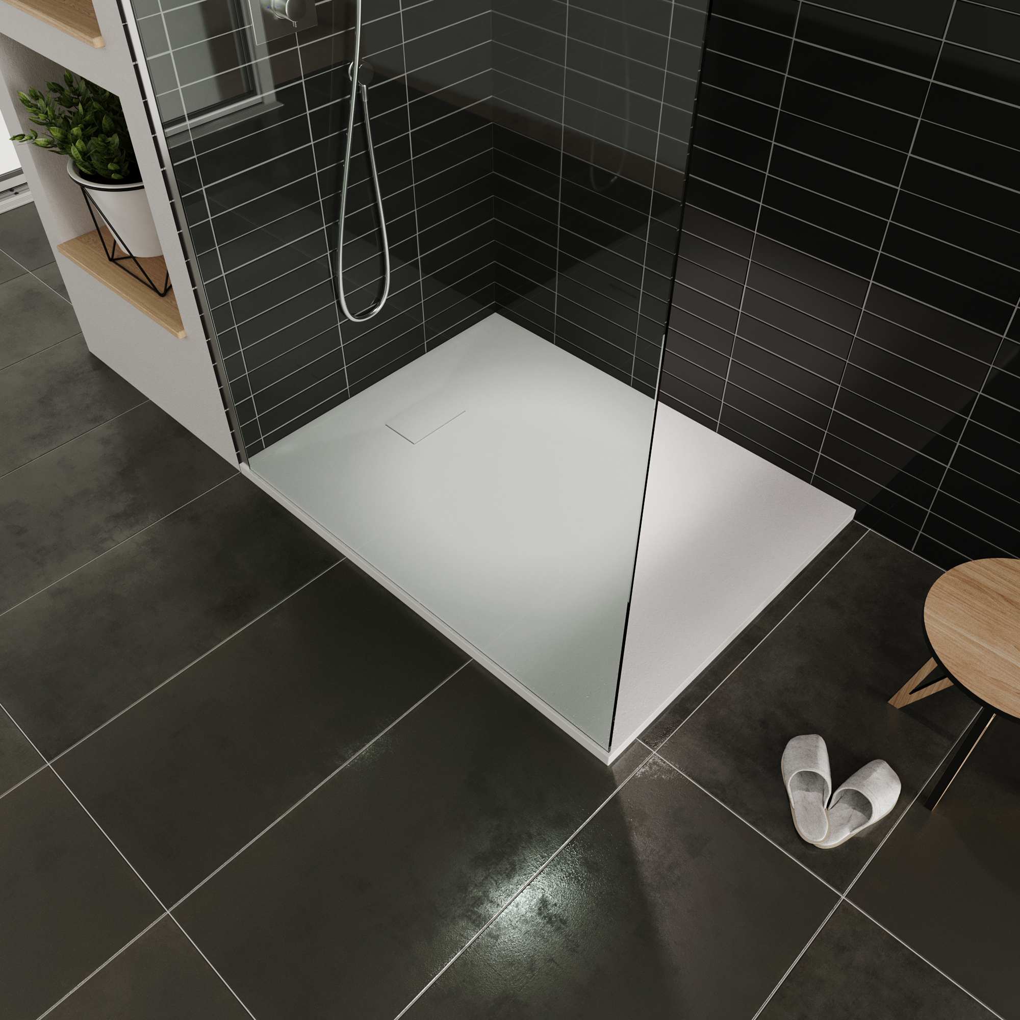 SMC Duschwanne Boreal in Stein-Optik inkl. Ablaufgarnitur - Weiß SMC Duschwanne Boreal in Stein-Optik inkl. Ablaufgarnitur - Weiß 80x80 cm