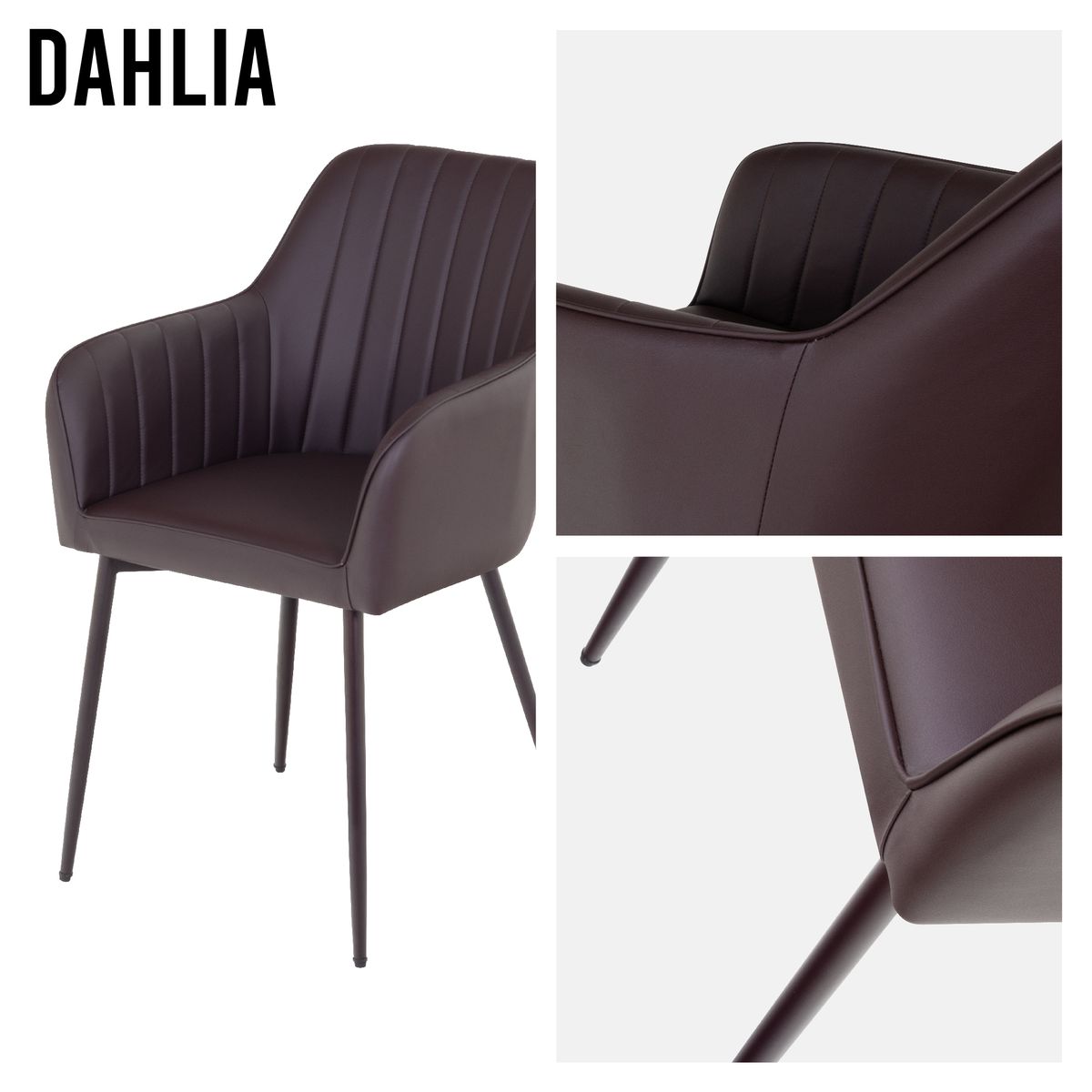 Esszimmerstuhl Wohnzimmerstuhl Dahlia Braun aus Kunstleder 8 Stühle