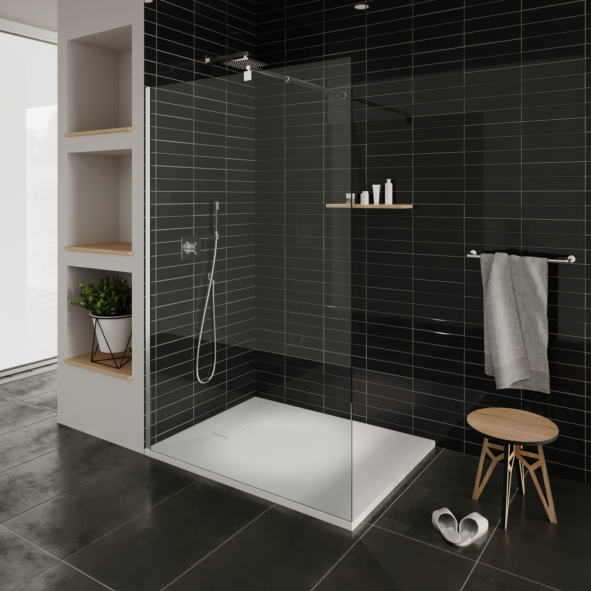 SMC Duschwanne Boreal in Stein-Optik inkl. Ablaufgarnitur - Weiß SMC Duschwanne Boreal in Stein-Optik inkl. Ablaufgarnitur - Weiß 80x80 cm