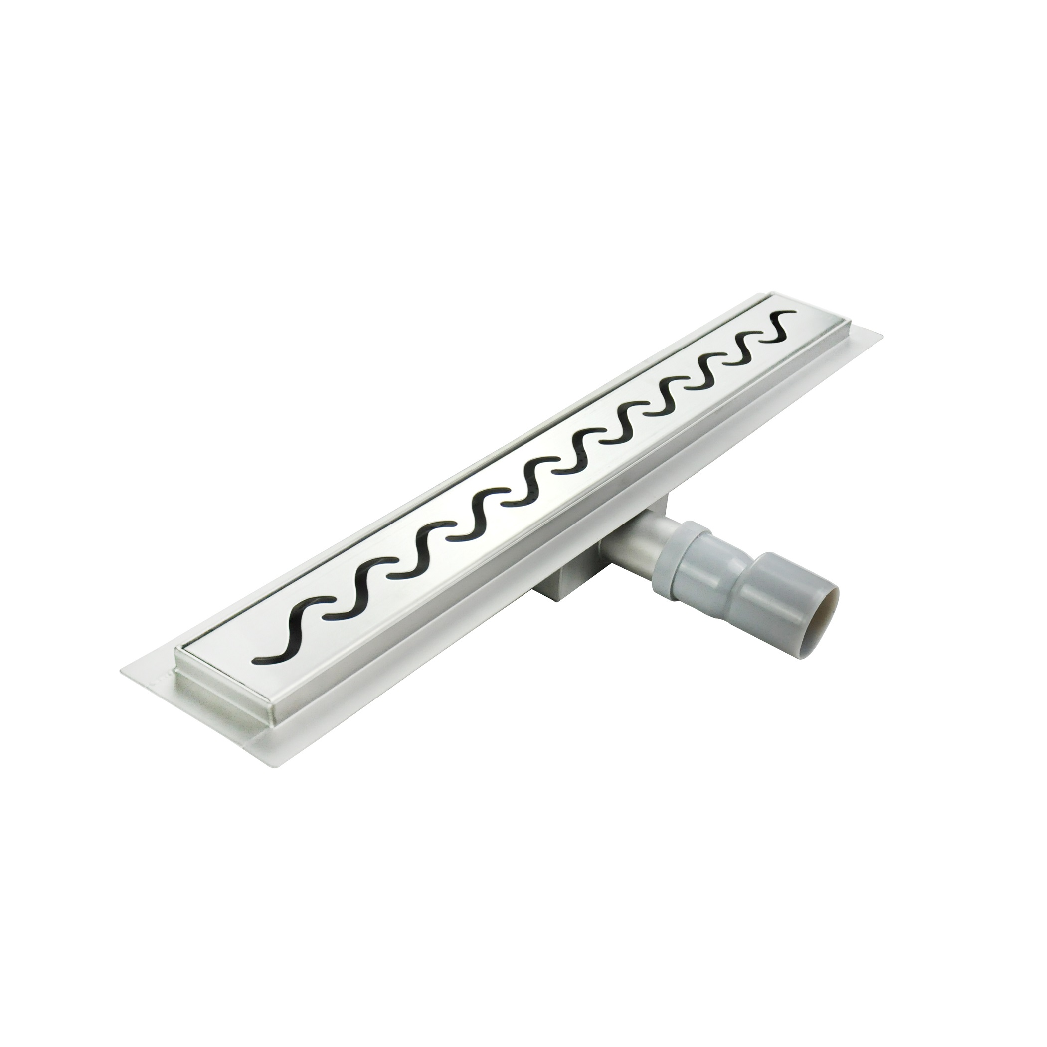 Duschrinne R6 aus Edelstahl für flache Installation mit Wellenmuster