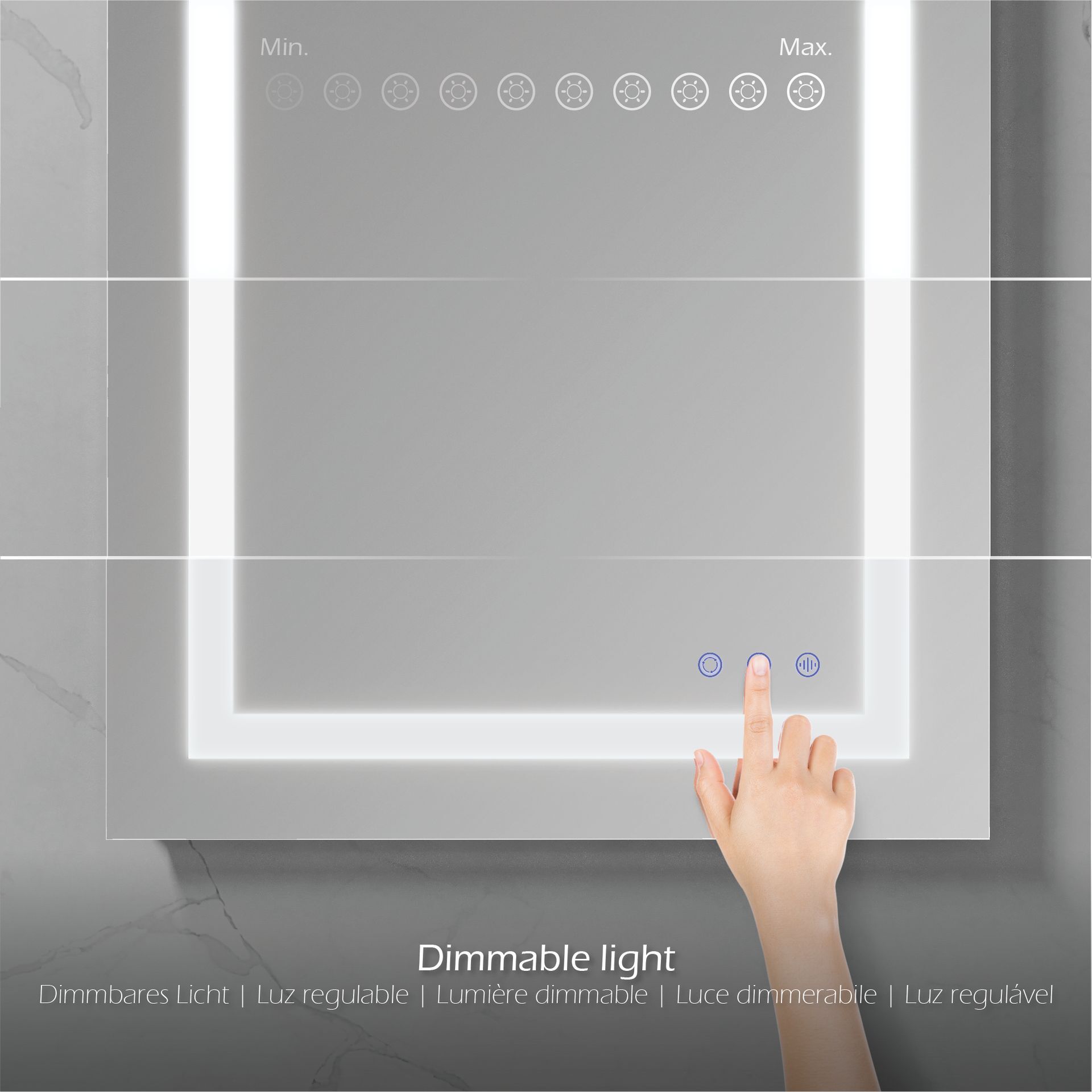 LED Badezimmer Spiegel Oblong mit dimmbarer Beleuchtung, Antibeschlag-Funktion und Farbwechsel