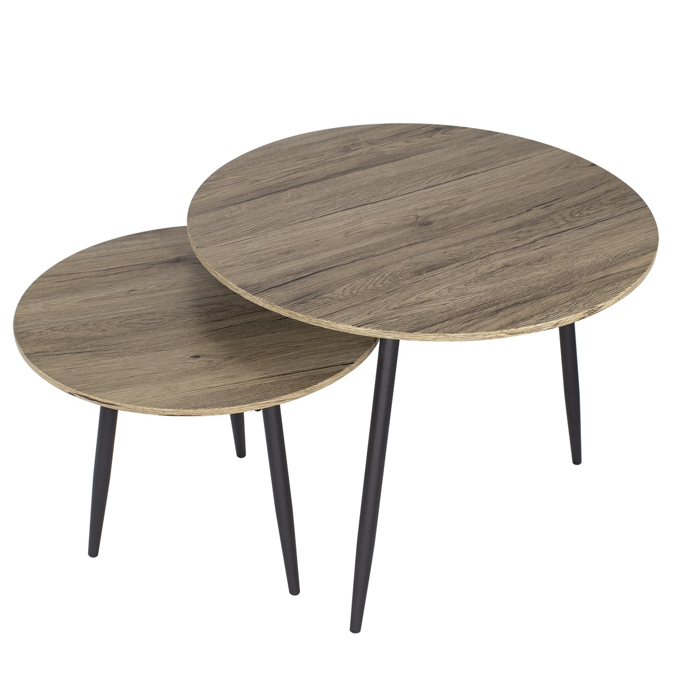 Couchtisch TRISTAN Beistelltisch rund aus Melamin/Metall 2er Set