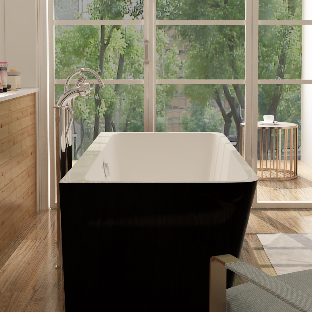 Badewanne aus Sanitäracryl Malmö Schwarz-Weiß - ALLE GRÖßEN