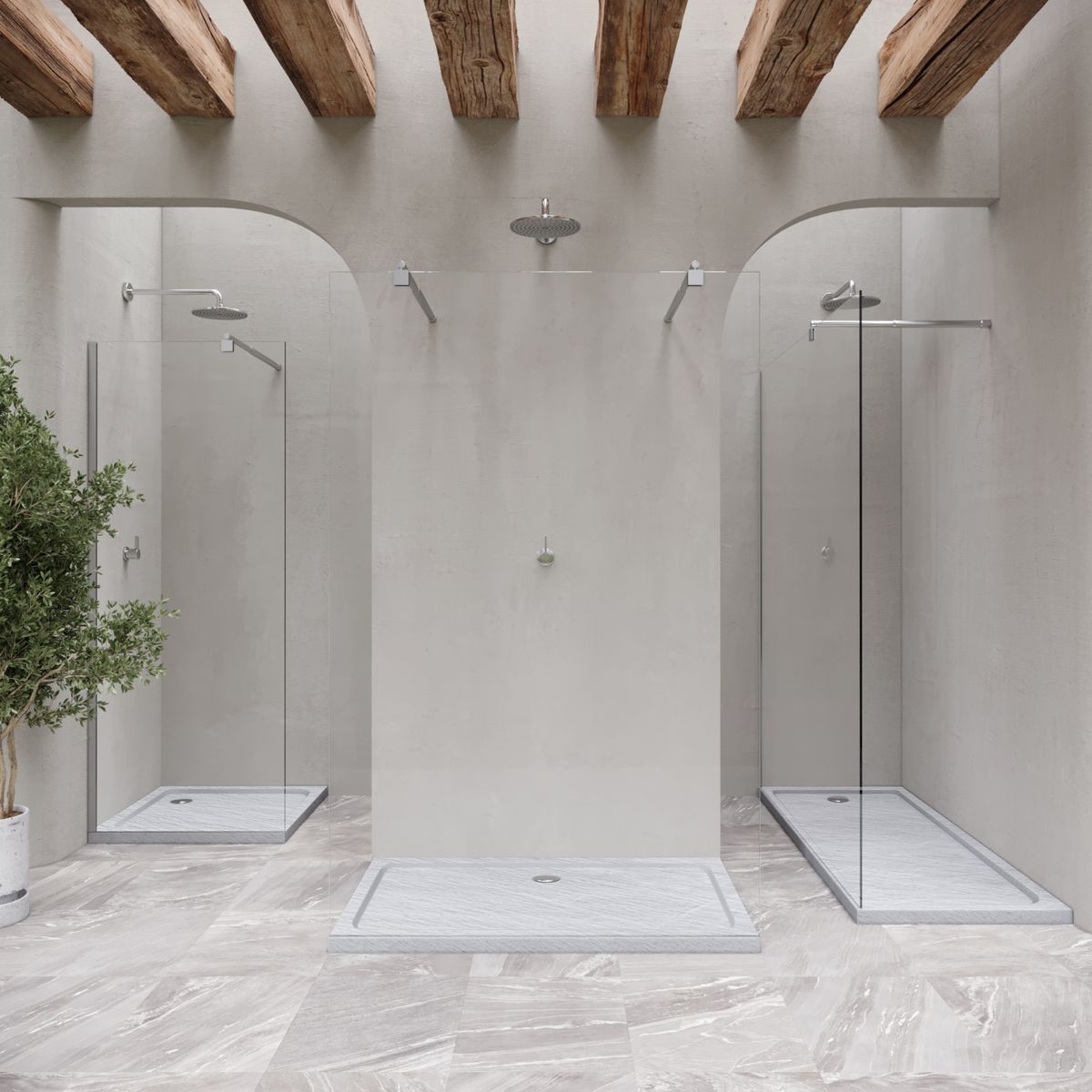 Duschwanne Shimmer STONE aus Sanitäracryl inkl. Ablaufgarnitur - Weiß Duschwanne Shimmer STONE aus Sanitäracryl inkl. Ablaufgarnitur - Weiß 95x95 cm