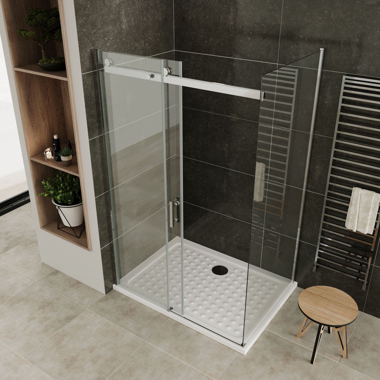 Fronteinstieg Viola mit Schiebetür aus 8 mm ESG Sicherheitsglas