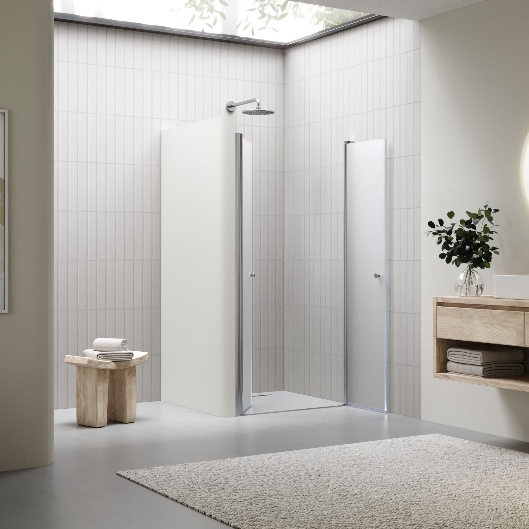 Duschtür Lima mit Pendeltüren 68-140 cm aus satiniertem ESG Sicherheitsglas