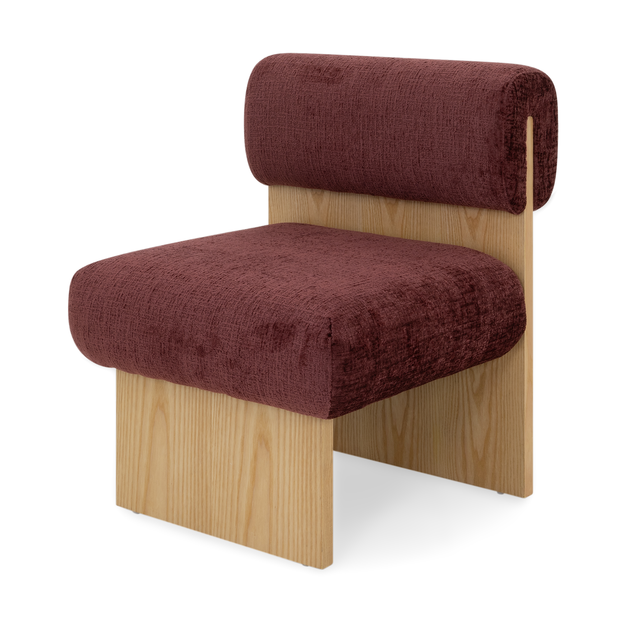 Skandinavischer Sessel Leah Weinrot – Massivholz Birke, gemütlich & nachhaltig