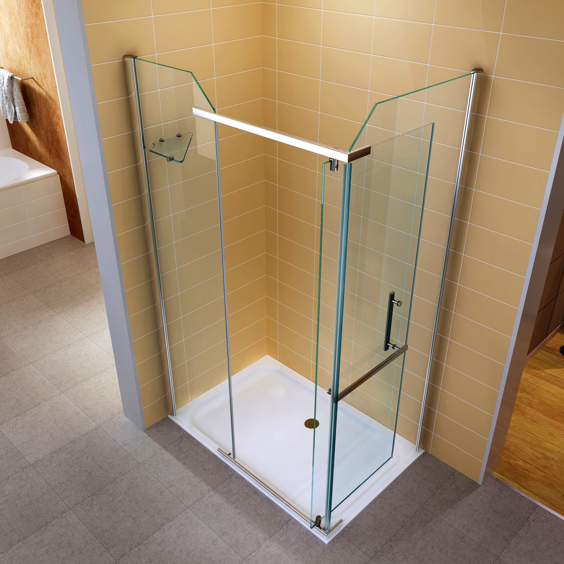 Fronteinstieg Rebecca mit Klapptür aus 8 mm ESG Sicherheitsglas