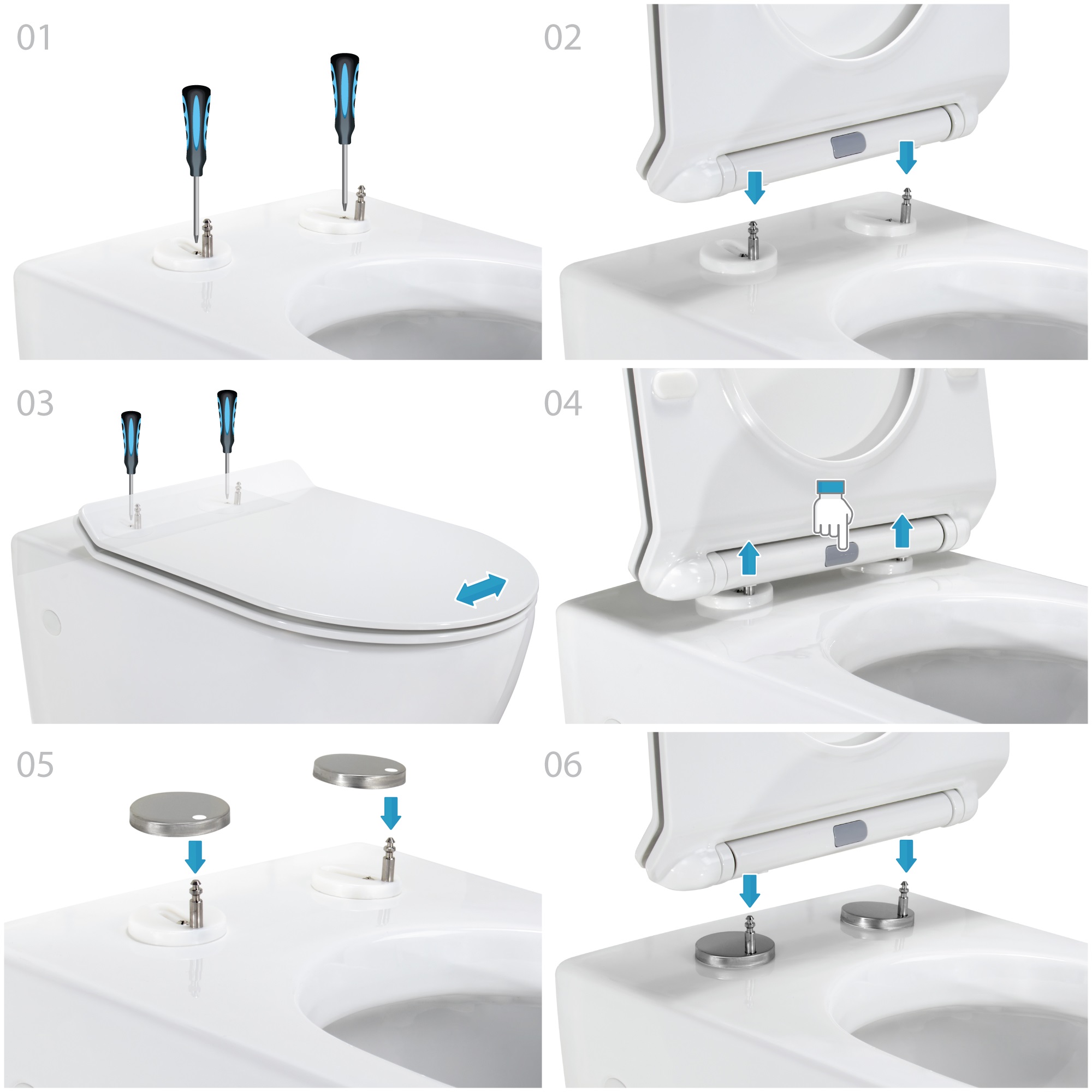 Toilette Hänge WC inkl. WC Sitz mit Absenkautomatik SOFTCLOSE + abnehmbar Carapelle M