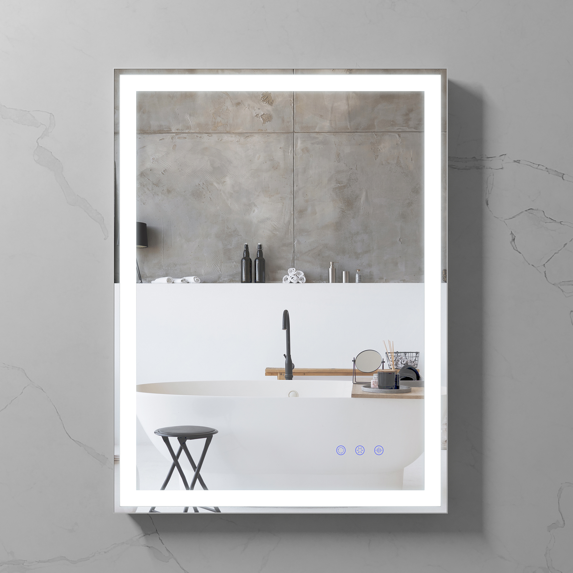 LED Badezimmer Spiegel Cadre mit dimmbarer Beleuchtung, Antibeschlag-Funktion und Farbwechsel