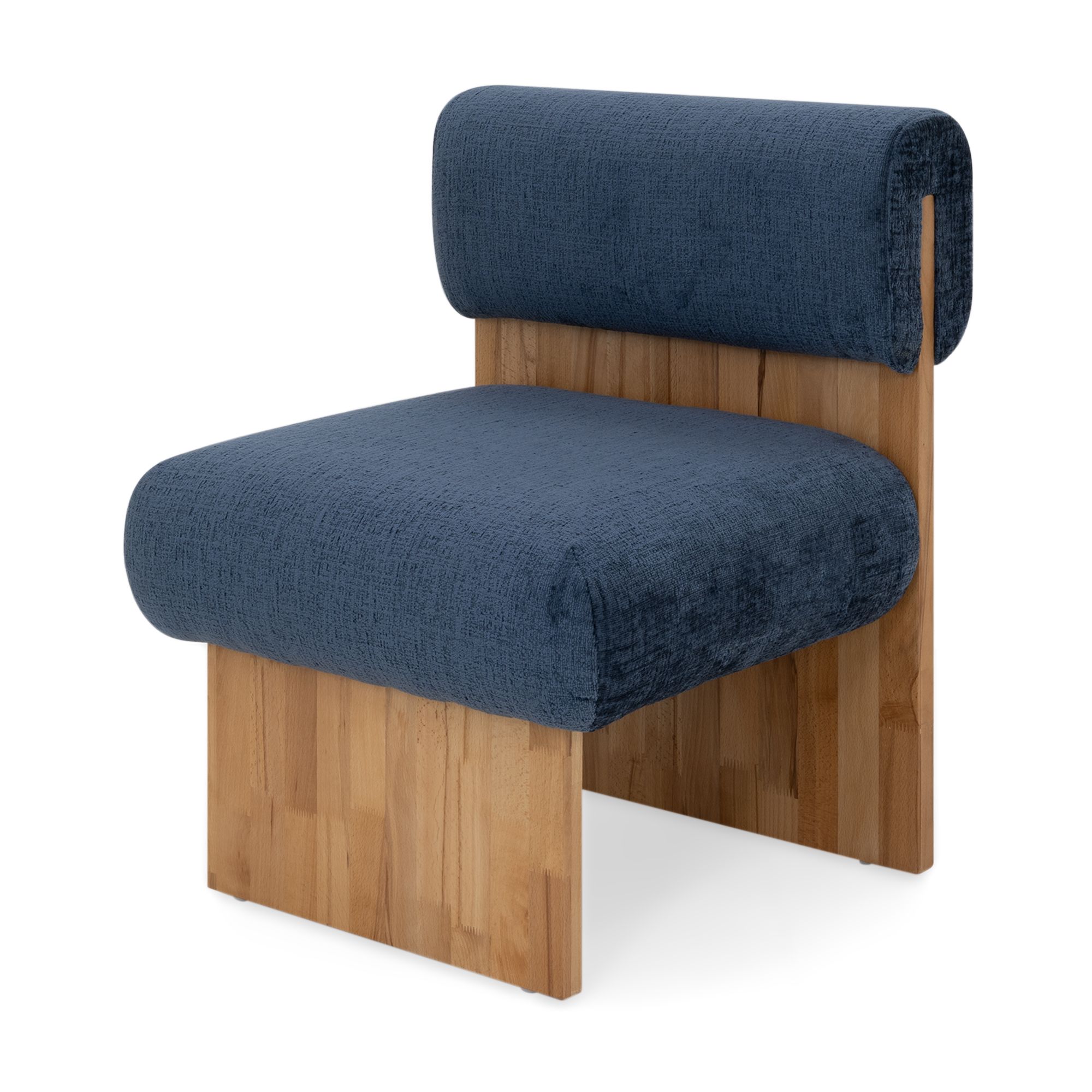 Skandinavischer Sessel Leah Stahlblau – Massivholz Birke, gemütlich & nachhaltig