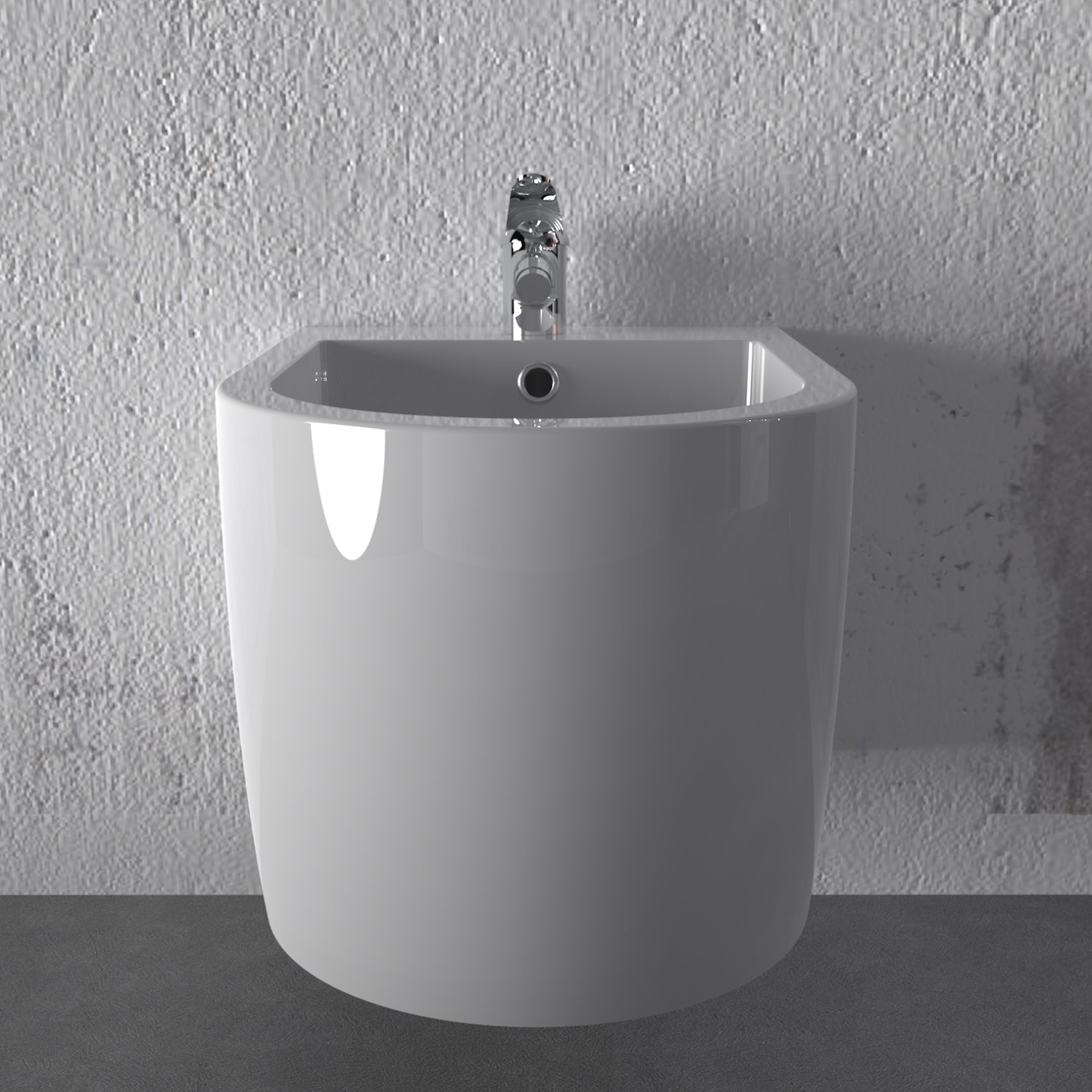 Wand Hänge Bidet Weiß inkl. Armatur (Mischbatterie) FRANCO