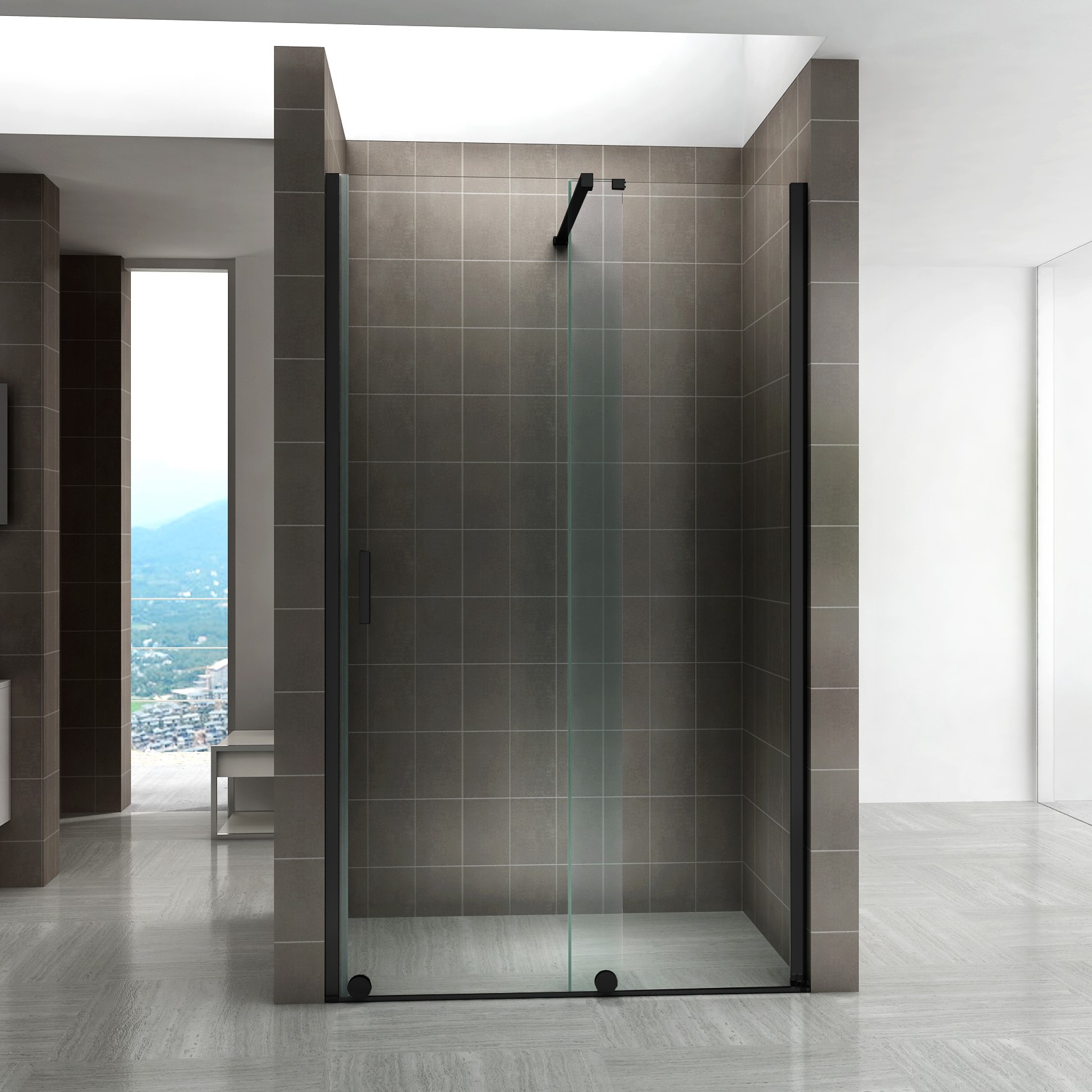 Schiebetür Duschabtrennung NADINE für Duschnische Duschtür Nischenschiebetür in Black 8mm ESG Sicherheitsglas Klarglas 120x200 cm Schiebetür Duschabtrennung NADINE für Duschnische Duschtür Nischenschiebetür in Black 8mm ESG Sicherheitsglas Klarglas 180x200 cm