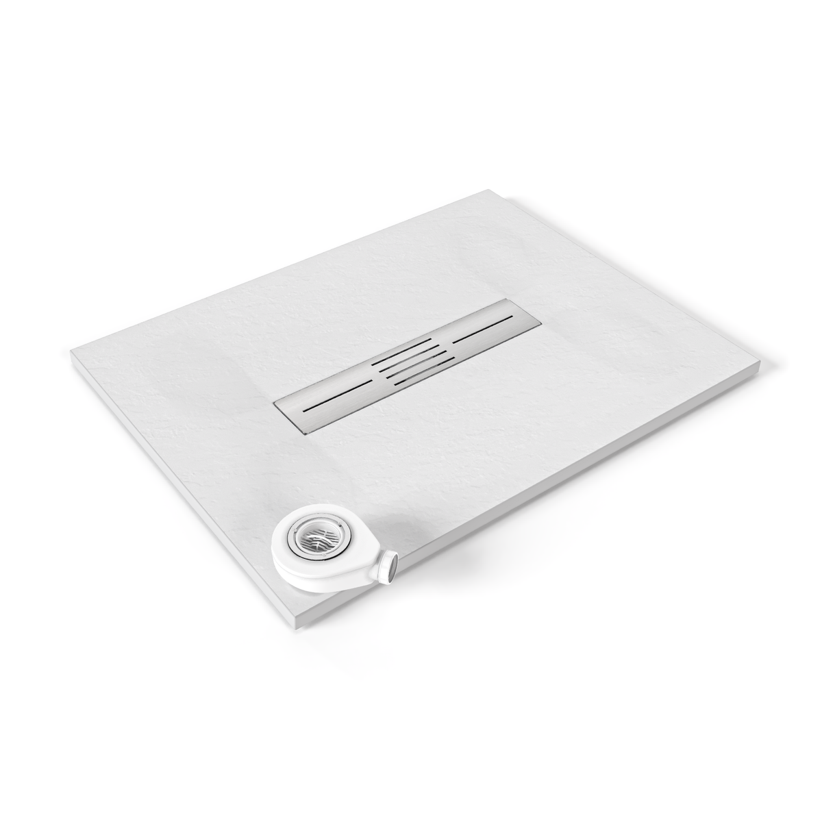 SMC Duschwanne Hiemal in Schieferoptik inkl. Ablaufgarnitur Weiß 80x120 cm