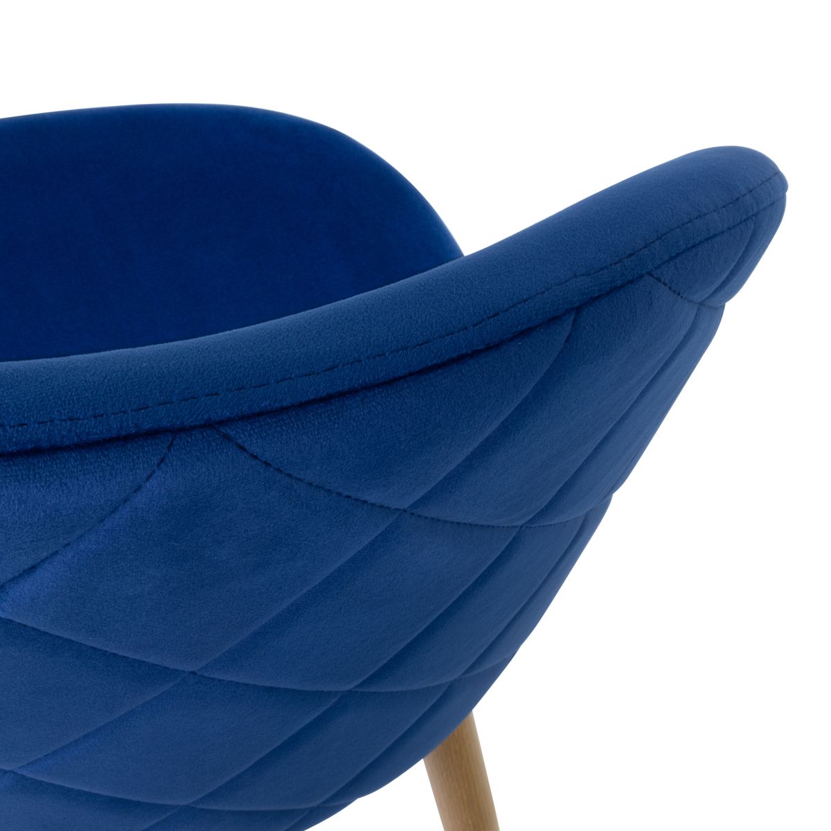 Esszimmerstuhl Wohnzimmerstuhl Bellamy Blau-Holz aus Samt Velour