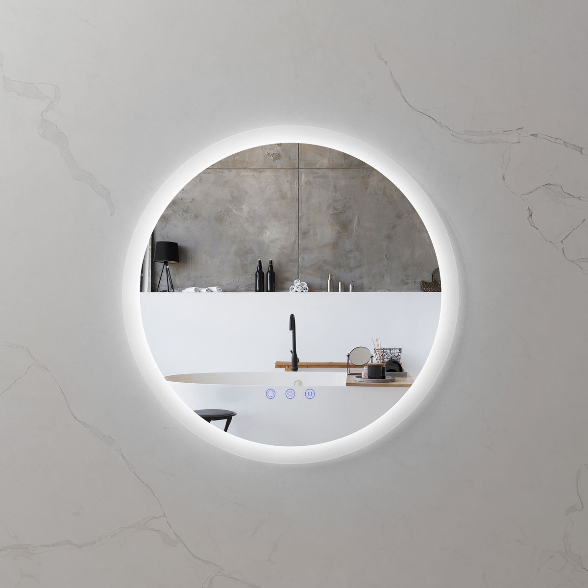 Runder LED Badspiegel RADIUS Badezimmerspiegel mit dimmbarer Beleuchtung, Farbwechsel und Antibeschlag-Funktion IP44 LED Badspiegel Radius #1