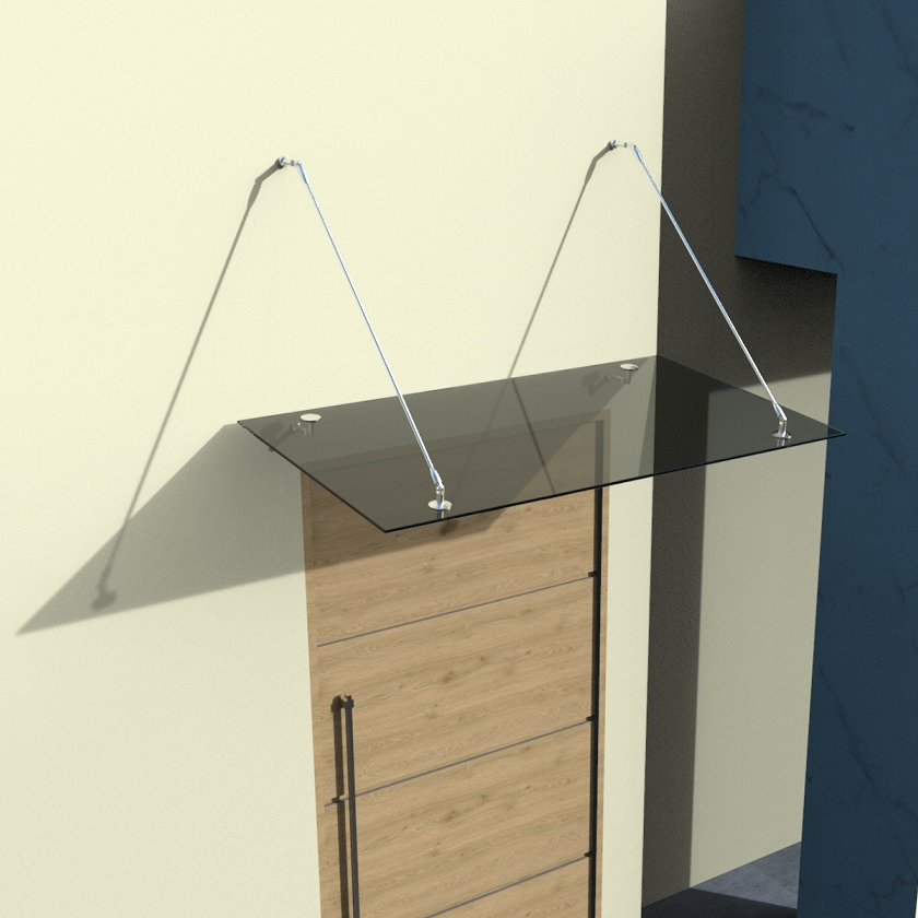 Glasvordach Edelstahl Türvordach Glas Halterung Haustür Getönt VSG - diverse Größen Glasvordach Edelstahl Türvordach Glas Halterung Haustür Getönt VSG 160x90cm 2 Halterungen