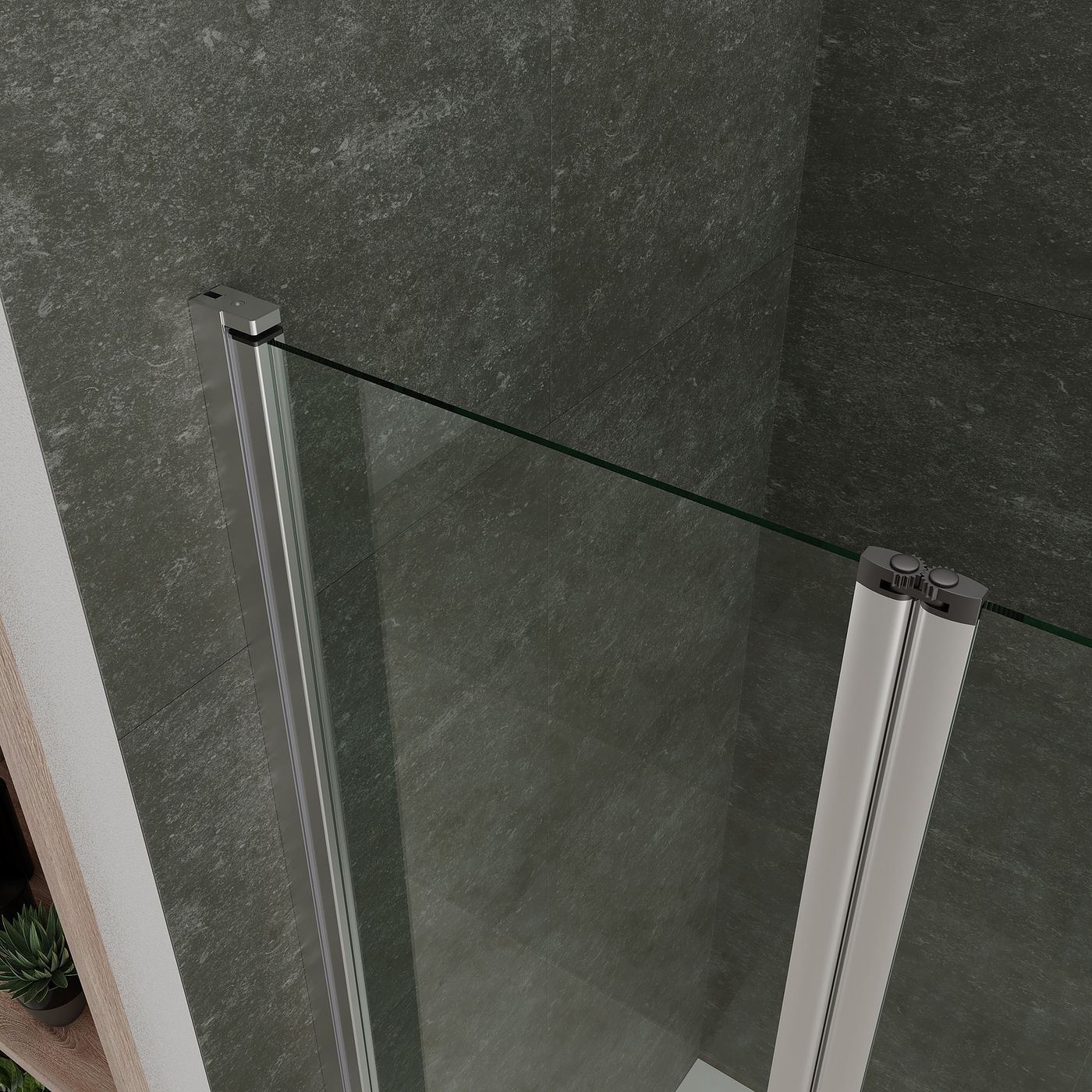 Eckeinstieg Alina mit Falttüren aus ESG Sicherheitsglas Eckeinstieg Alina mit Falttüren aus ESG Sicherheitsglas