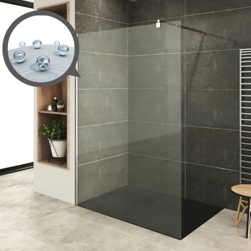 Walk In Dusche Fiona aus 10 mm starkem ESG Sicherheitsglas und Edelstahl Profil