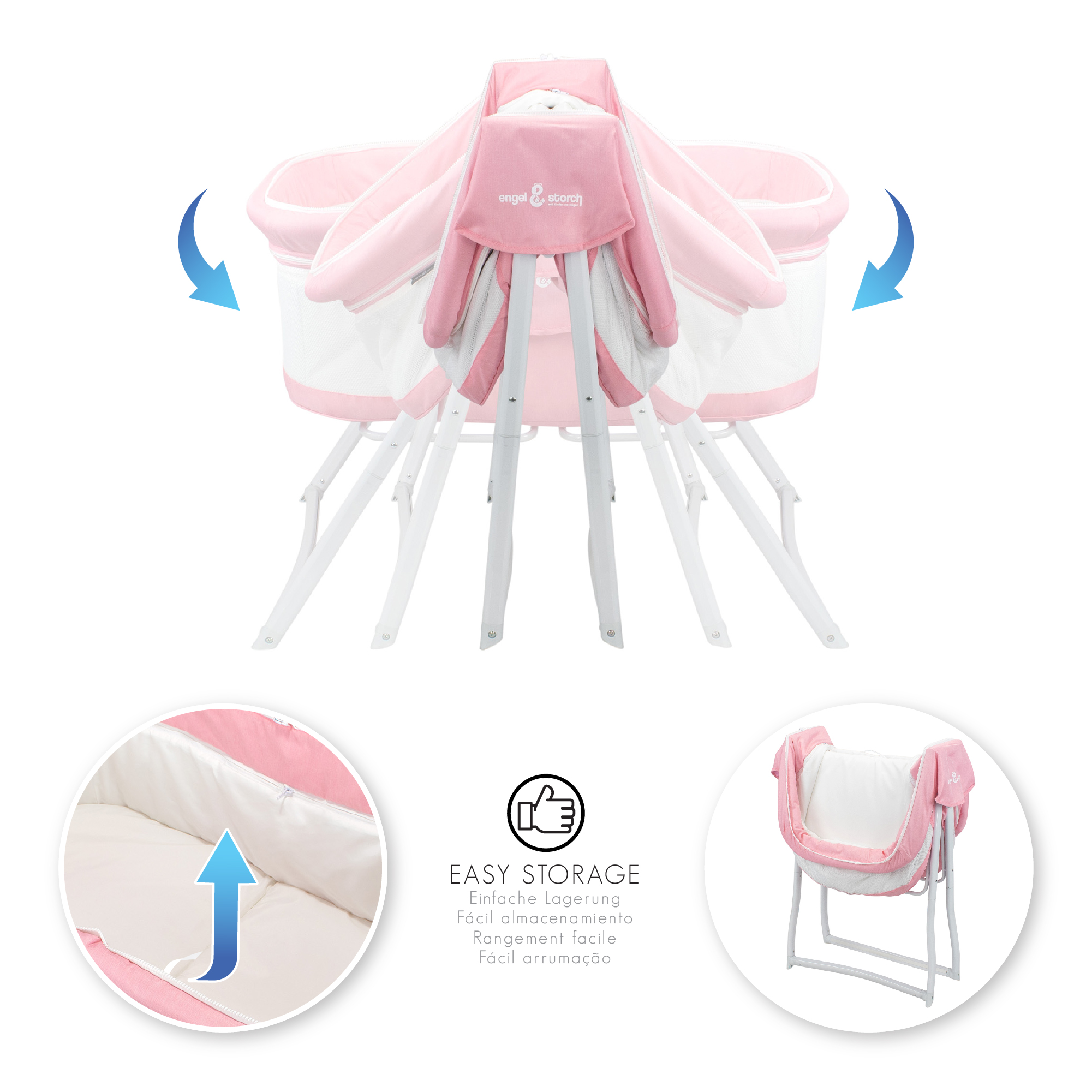 Reisebett BEBITO inkl. Moskitohaube und Tragetasche Pink Reisebett BEBITO inkl. Moskitohaube und Tragetasche Pink