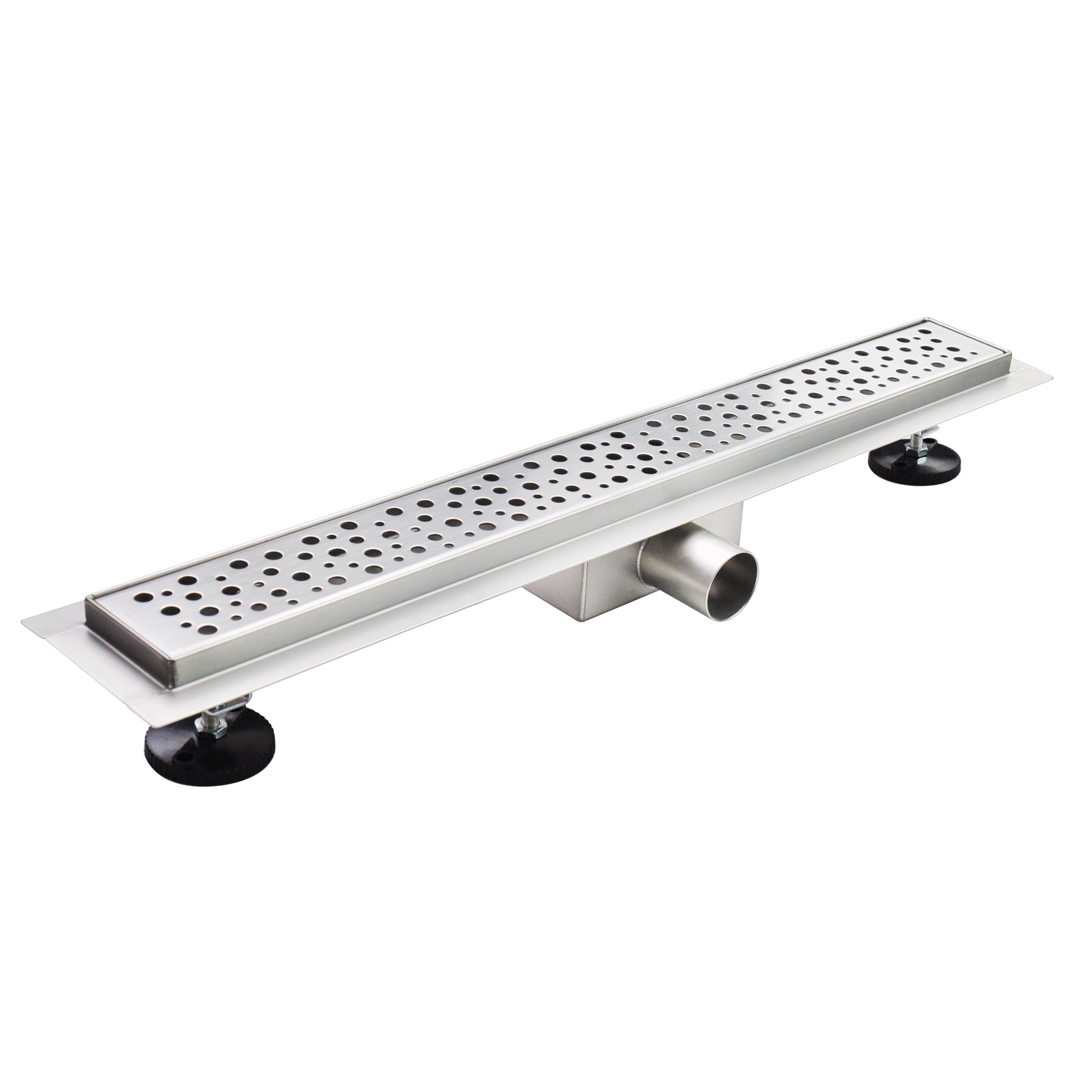 Duschrinne R5 aus Edelstahl für flache Installation mit Tropfenmuster Duschrinne R5 aus Edelstahl für flache Installation mit Tropfenmuster