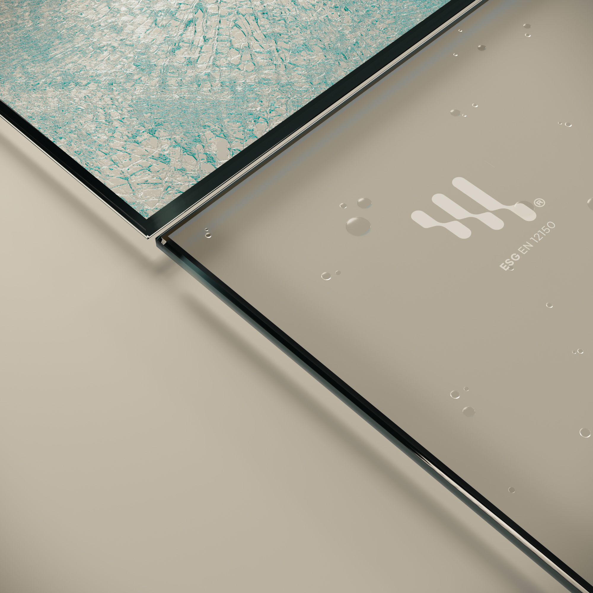 Eckeinstieg Alice mit Klapptüren aus satiniertem ESG Sicherheitsglas