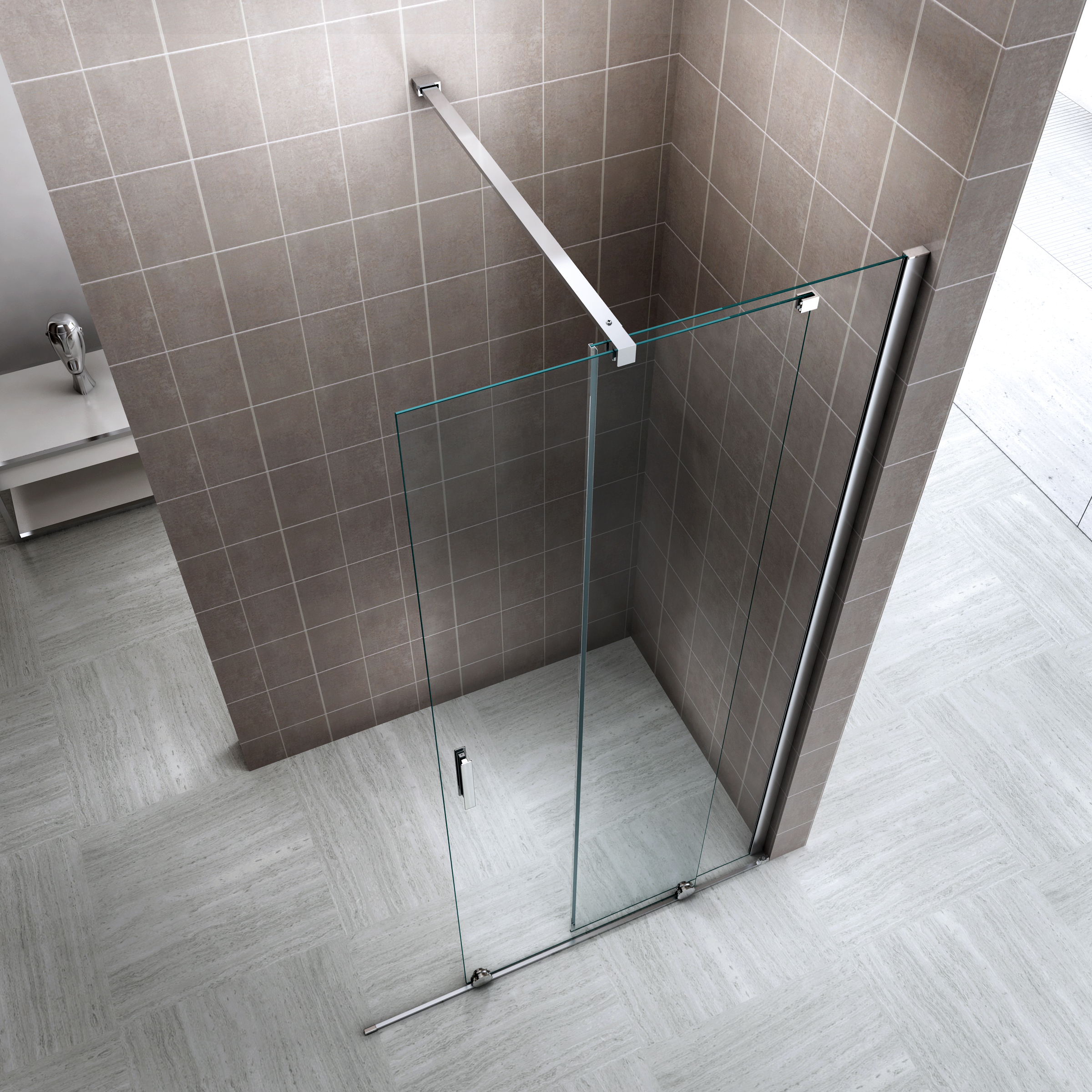 Walk In Duschwand mit Schiebetür NADINE in Chrom Duschabtrennung aus 8mm ESG Nano - Links und Rechts montierbar 120x200 cm Walk In Duschwand mit Schiebetür NADINE in Chrom Duschabtrennung aus 8mm ESG Nano - Links und Rechts montierbar 180x200 cm