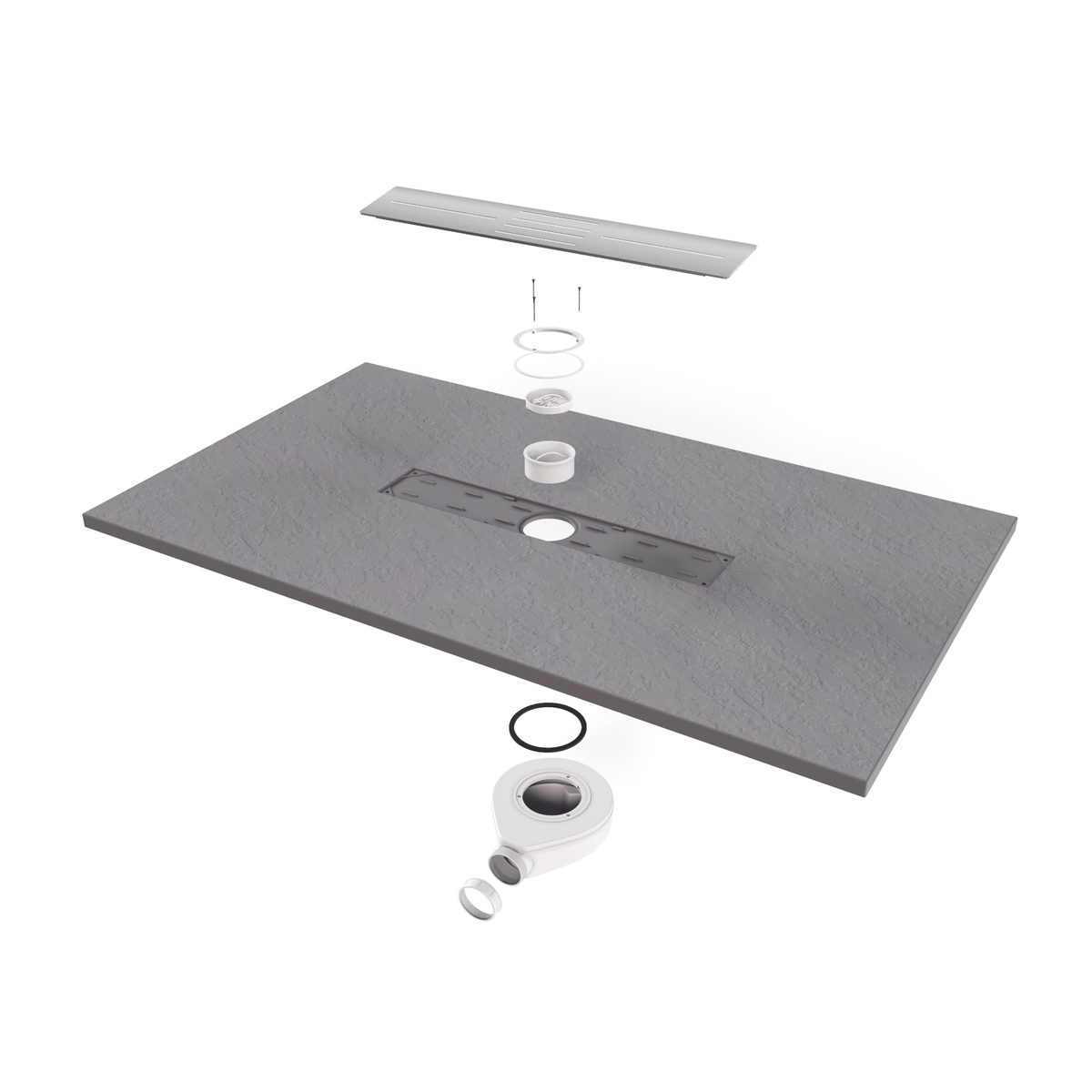SMC Duschwanne Lumia in Schieferoptik inkl. Ablaufgarnitur Grau SMC Duschwanne Lumia in Schieferoptik inkl. Ablaufgarnitur Grau 90x180 cm
