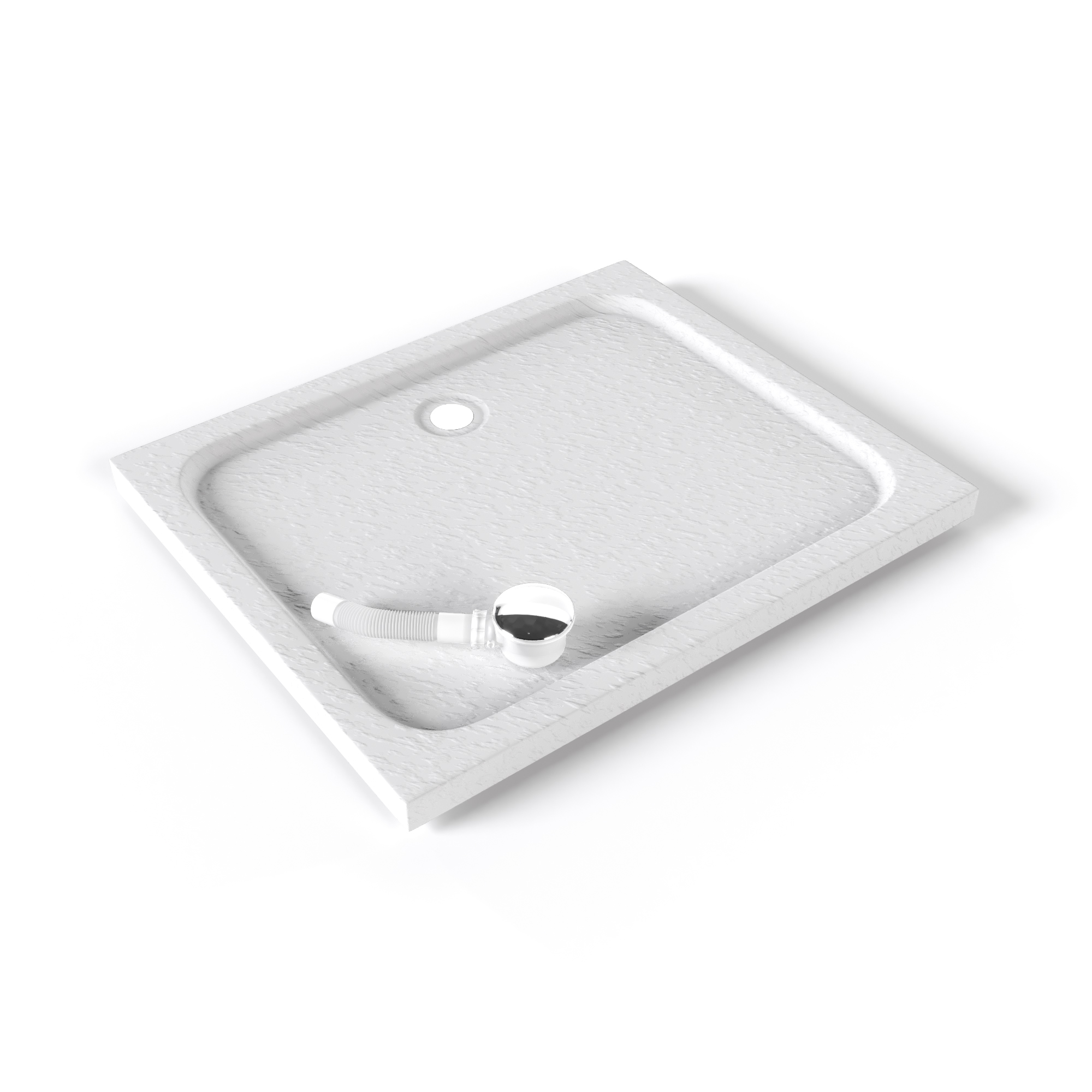Duschwanne Shimmer STONE aus Sanitäracryl inkl. Ablaufgarnitur - Weiß 75x90 cm
