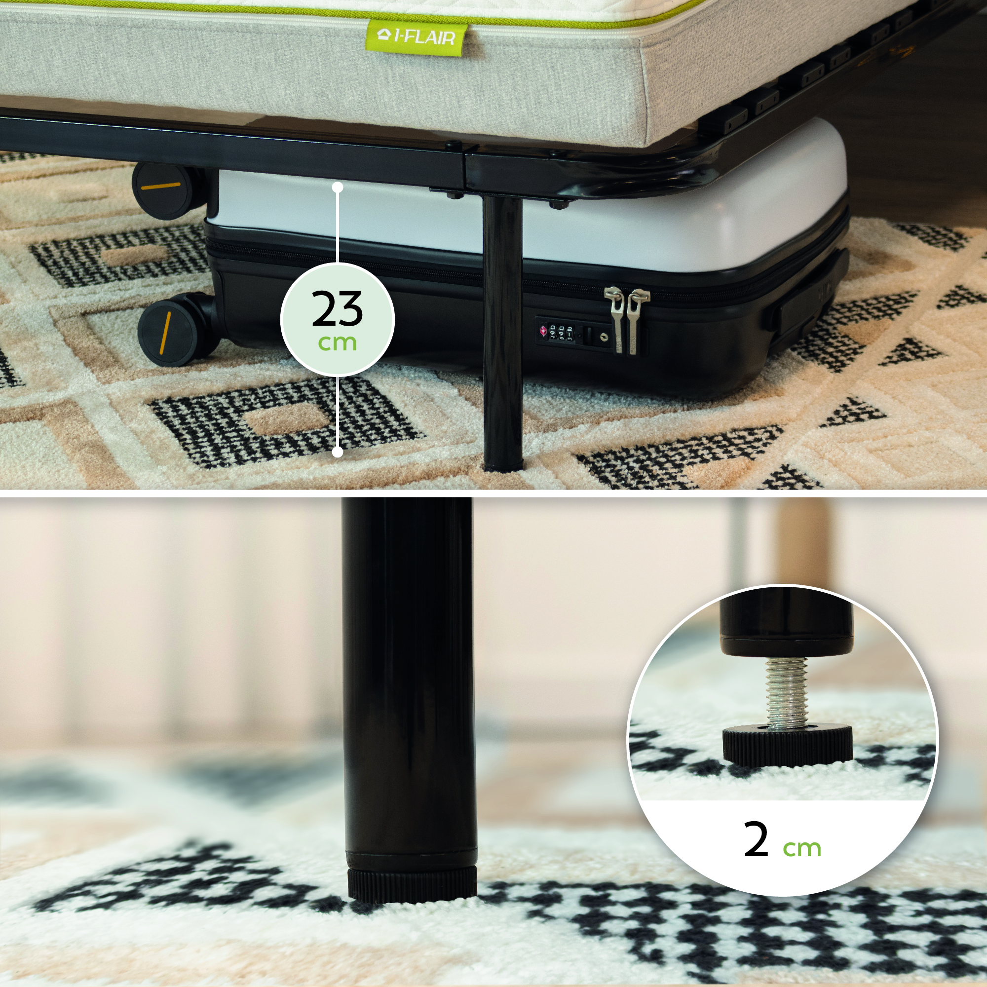 Metallbett AUSTEN BLACK mit Holzlamellen – Stabiler Metallrahmen in Schwarz, 23 cm Höhe & praktische Unterbett-Aufbewahrung 90x200