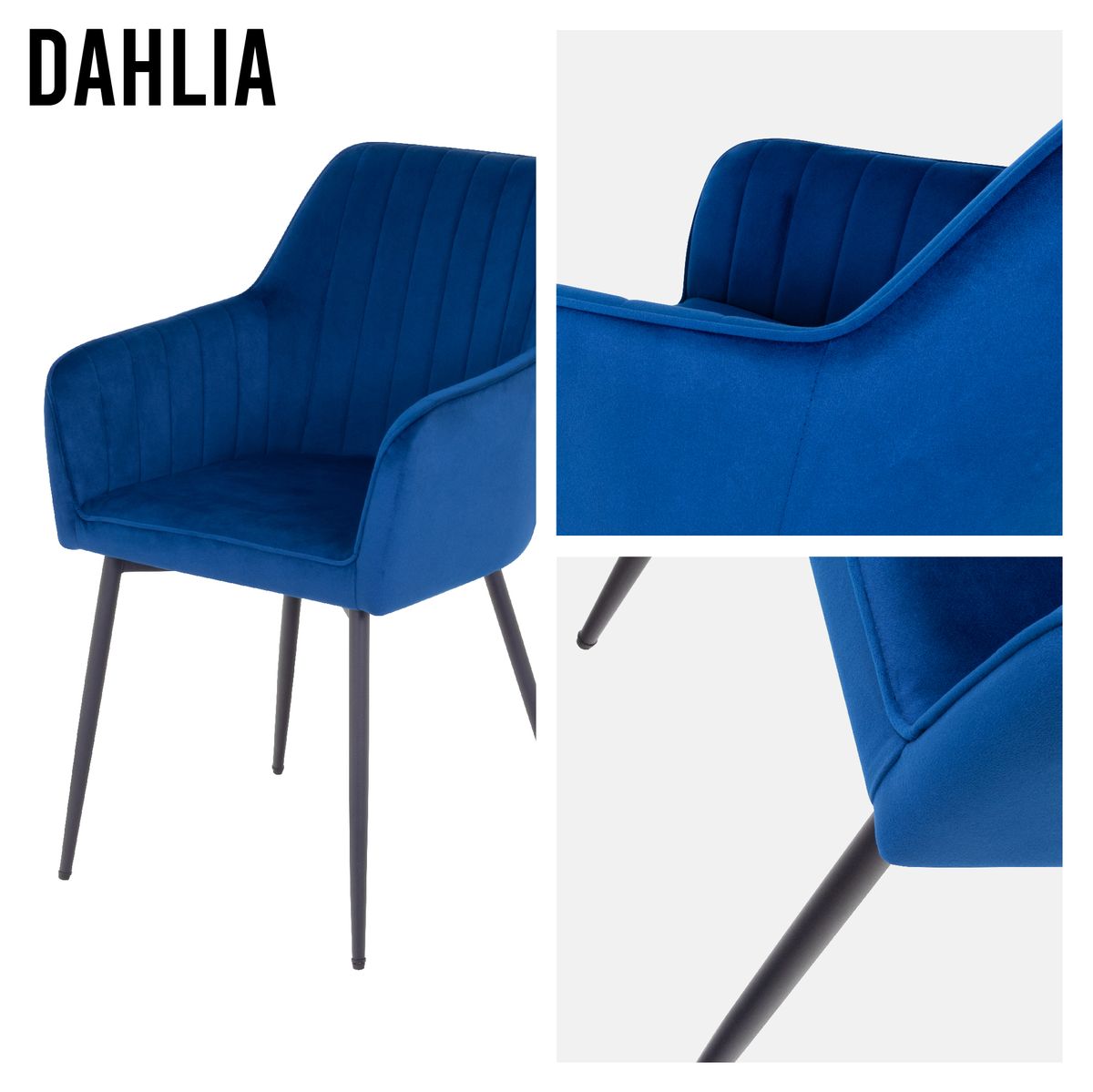 Esszimmerstuhl Wohnzimmerstuhl Dahlia Blau aus Kunstleder 6 Stühle