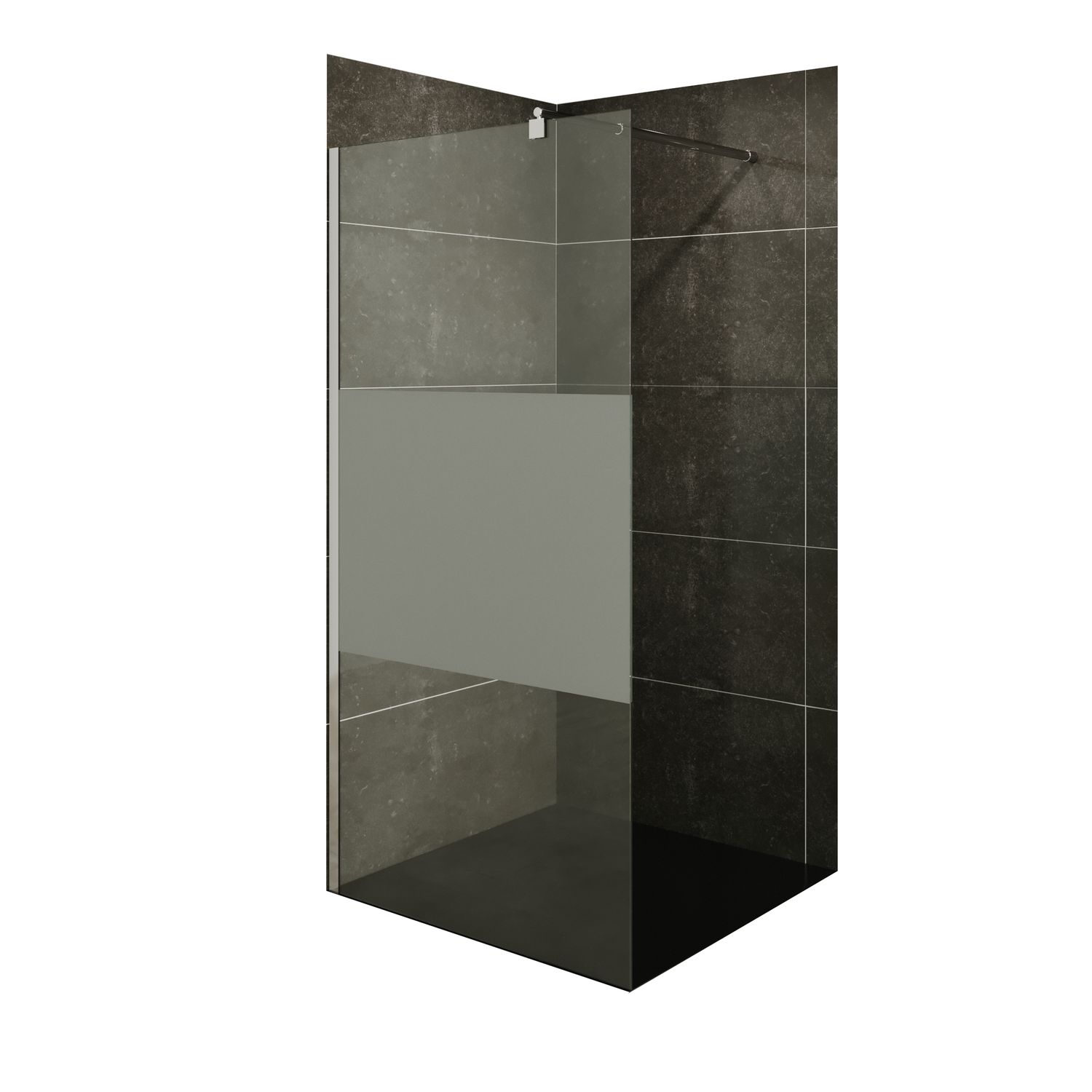 Walk In Dusche Fiona aus 10 mm starkem teilsatiniertem ESG Sicherheitsglas und Edelstahl Profil Walk In Dusche Fiona aus 10 mm starkem teilsatiniertem ESG Sicherheitsglas und Edelstahl Profil