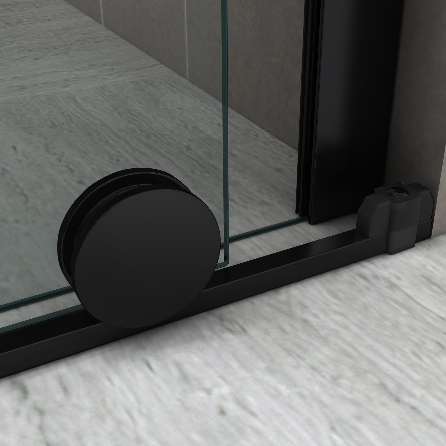 Walk In Duschwand mit Schiebetür NADINE in Black Duschabtrennung aus 8mm ESG Nano - Links und Rechts montierbar 180x200 cm