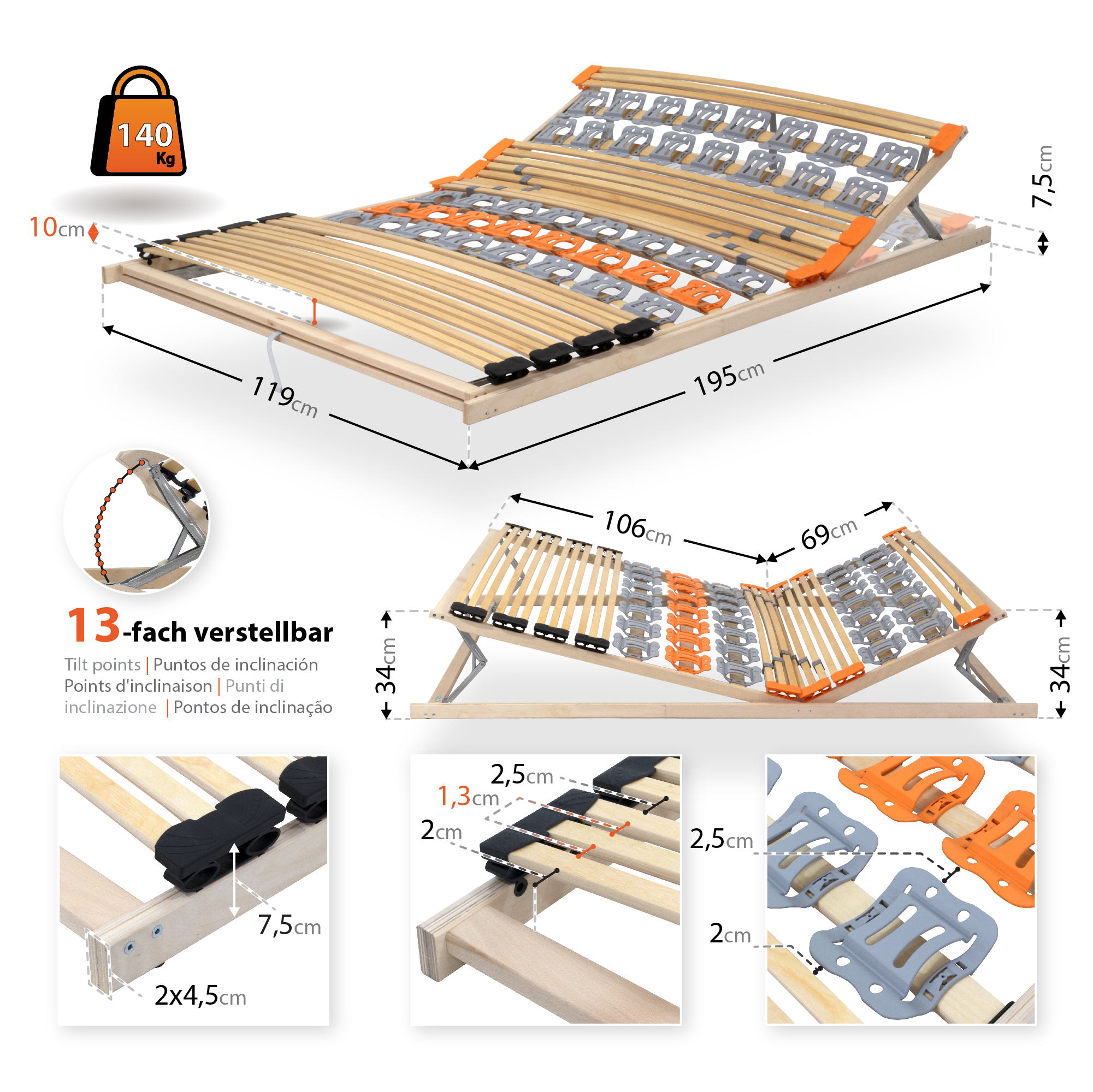 7-Zonen Tellerlattenrost TFlex30 mit Kopf- und Fußverstellung 120x200 cm 7-Zonen Tellerlattenrost TFlex30 mit Kopf- und Fußverstellung 120x200 cm