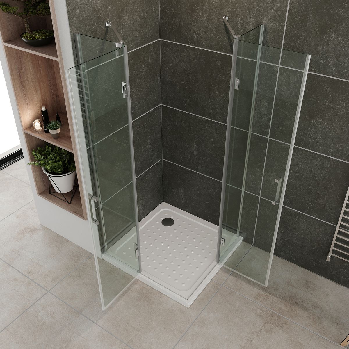 Eckeinstieg Celine mit Klapptüren aus ESG Sicherheitsglas