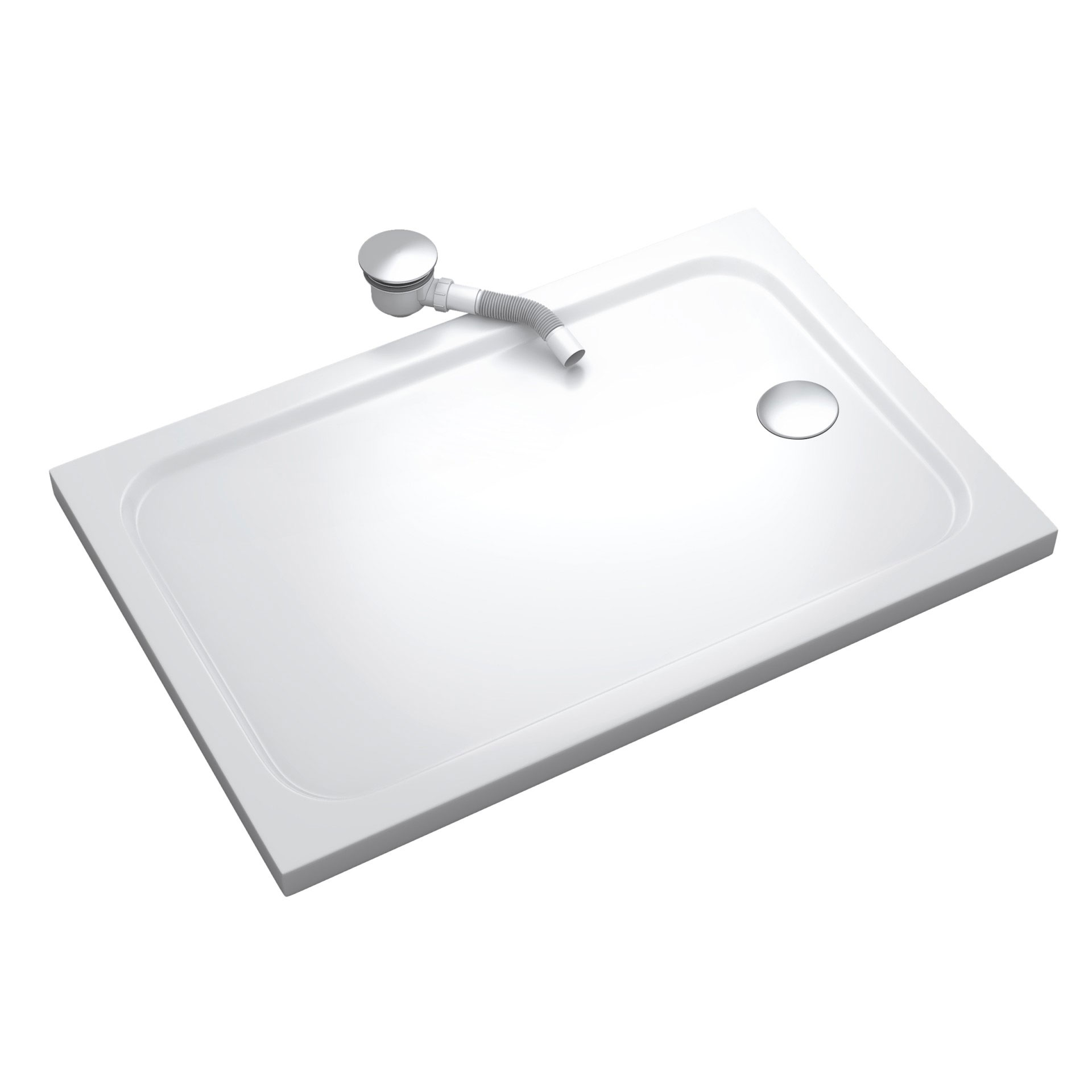 Duschwanne Shimmer in Weiß aus Sanitäracryl inkl. Ablaufgarnitur - 80x180 cm