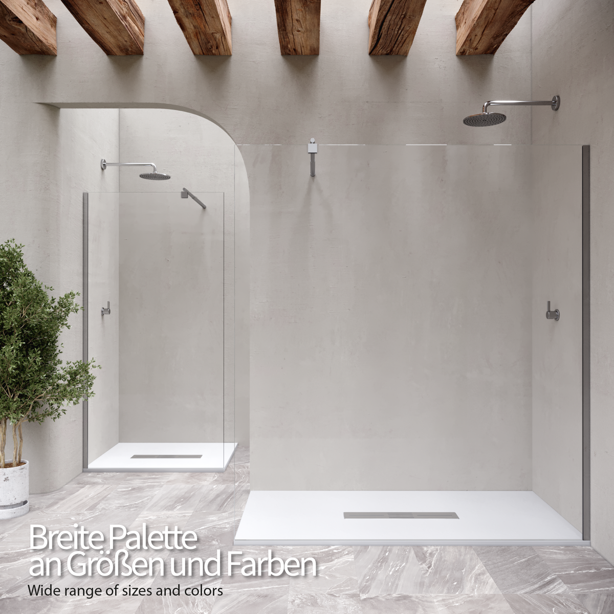 SMC Duschwanne Lumia in Schieferoptik inkl. Ablaufgarnitur Weiß SMC Duschwanne Hiemal in Schieferoptik inkl. Ablaufgarnitur Weiß 90x90 cm