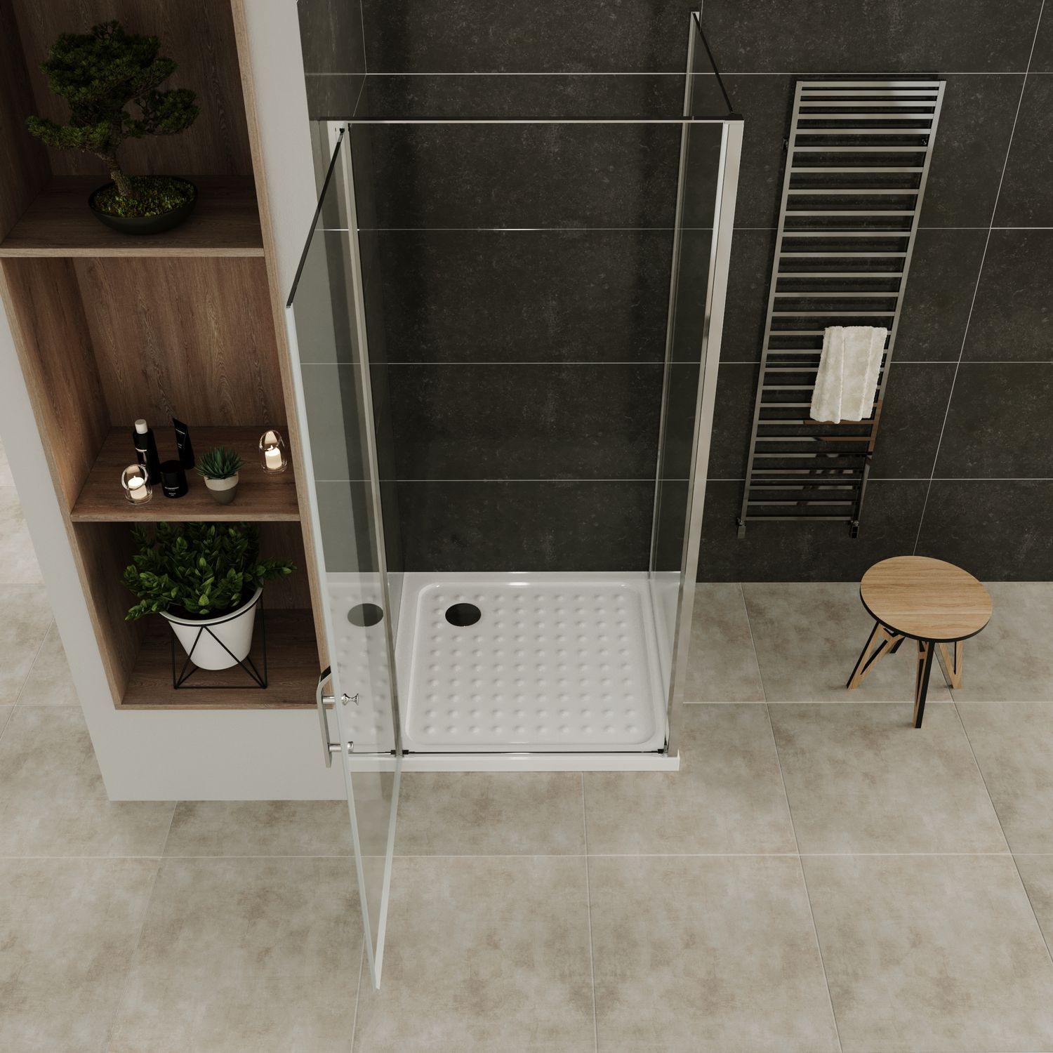 Fronteinstieg Nicole mit Klapptür aus 8 mm ESG Sicherheitsglas