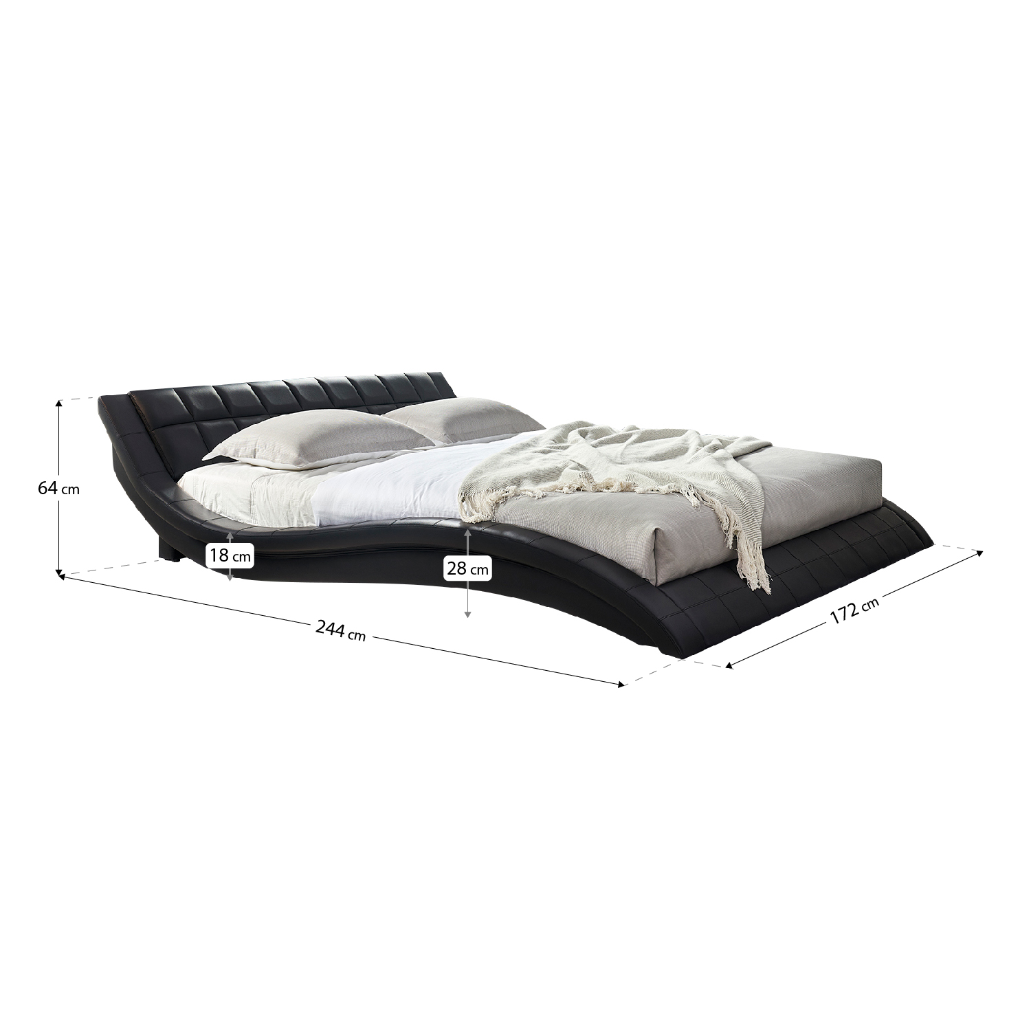 Design Polsterbett Raul in Schwarz 140x200 cm